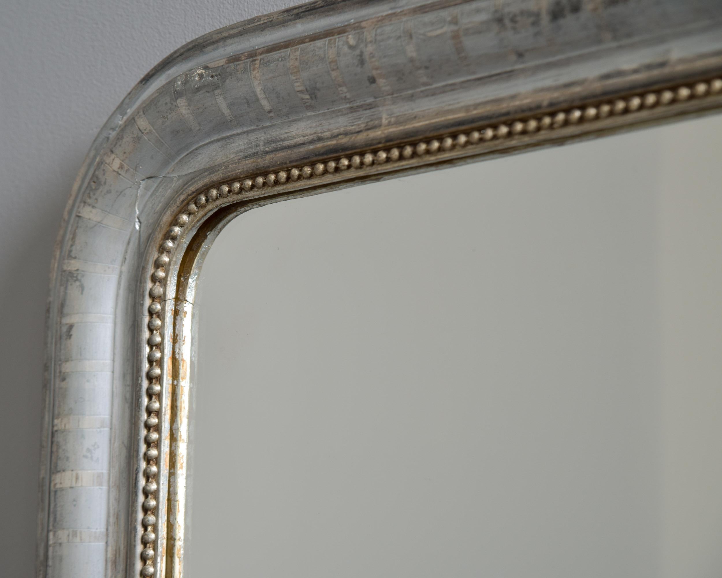 Tall 19th C Silver Leaf Louis Philippe Mirror 7