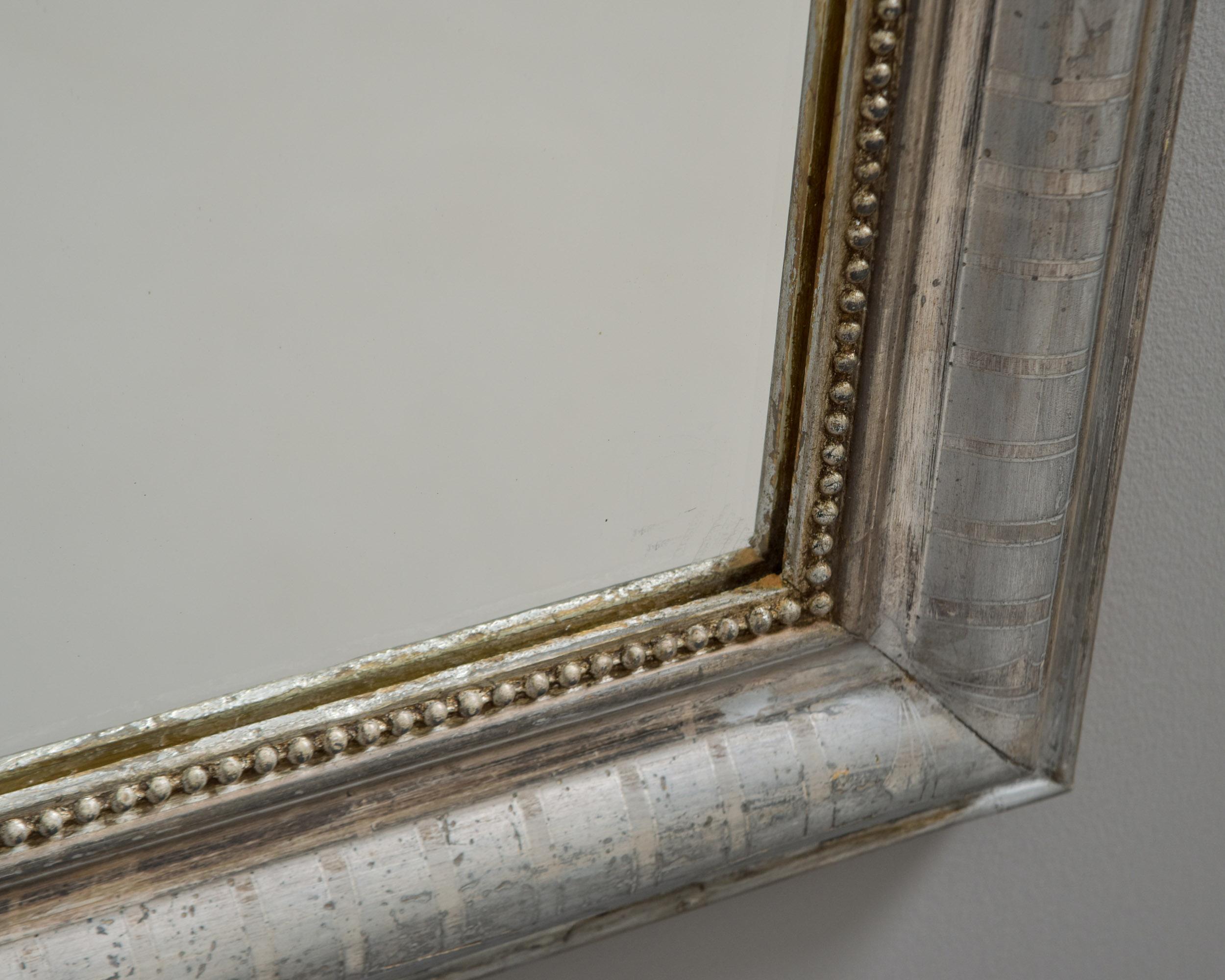 Tall 19th C Silver Leaf Louis Philippe Mirror 8