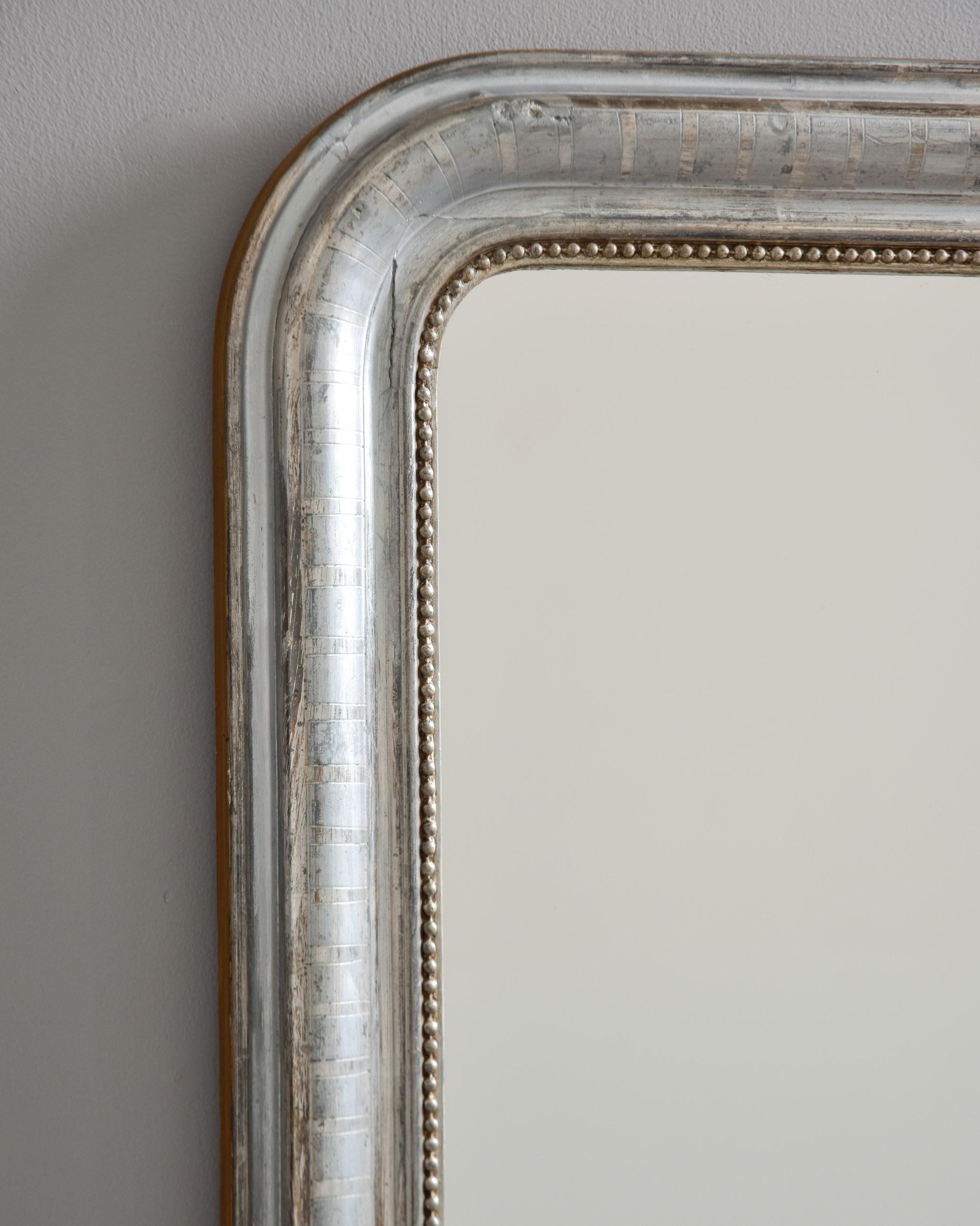 19th Century Tall 19th C Silver Leaf Louis Philippe Mirror