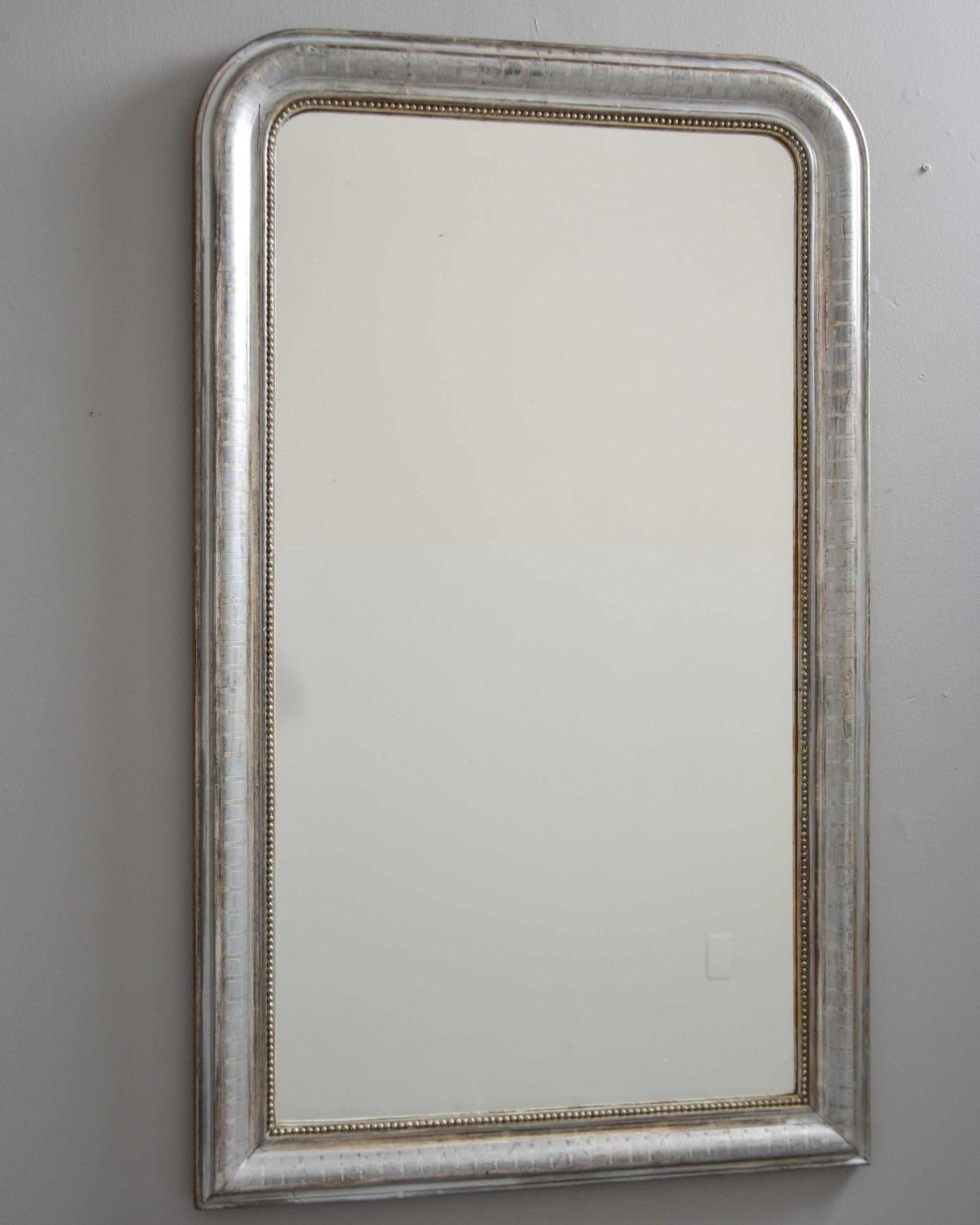 Tall 19th C Silver Leaf Louis Philippe Mirror 1