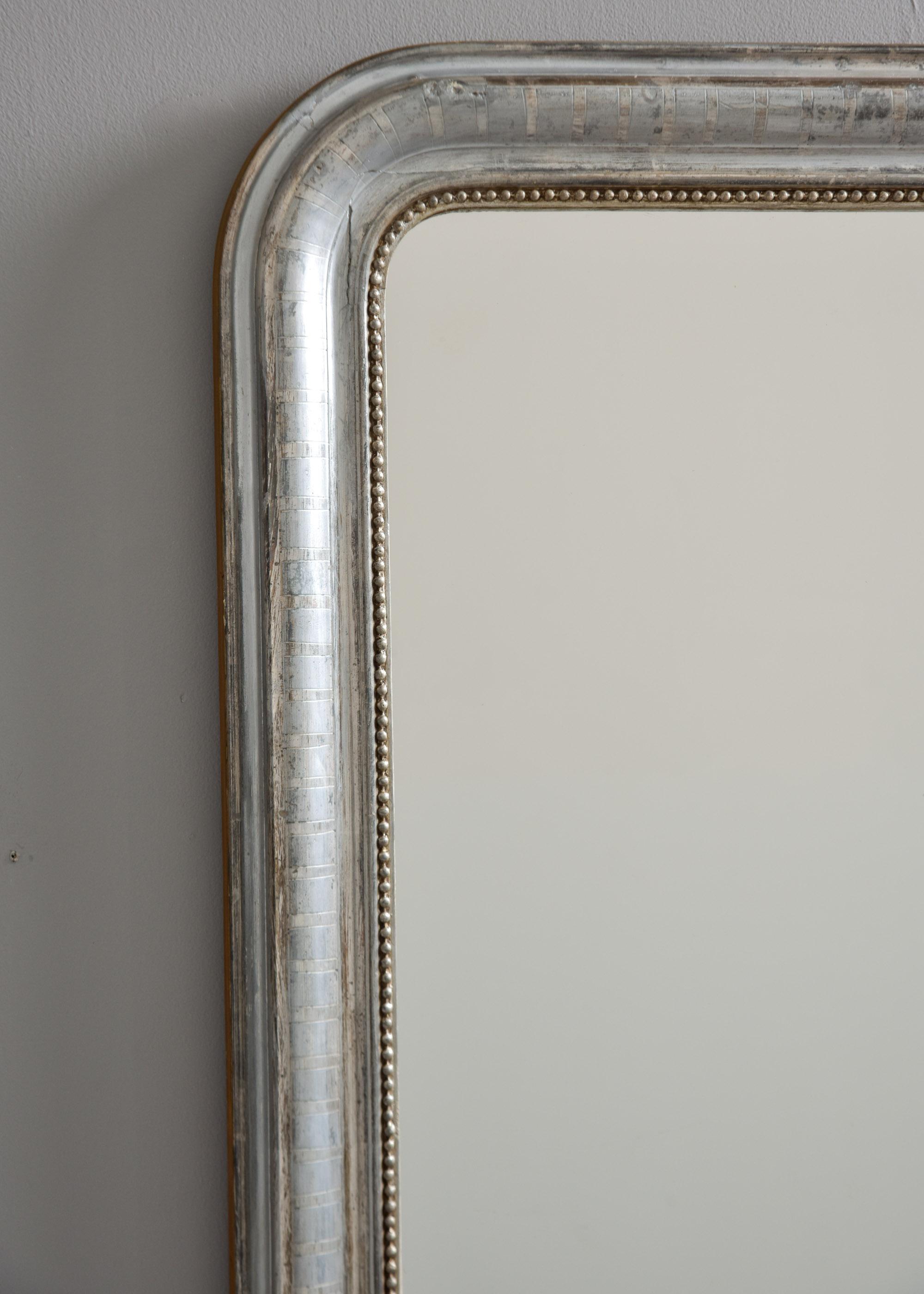 Tall 19th C Silver Leaf Louis Philippe Mirror 2