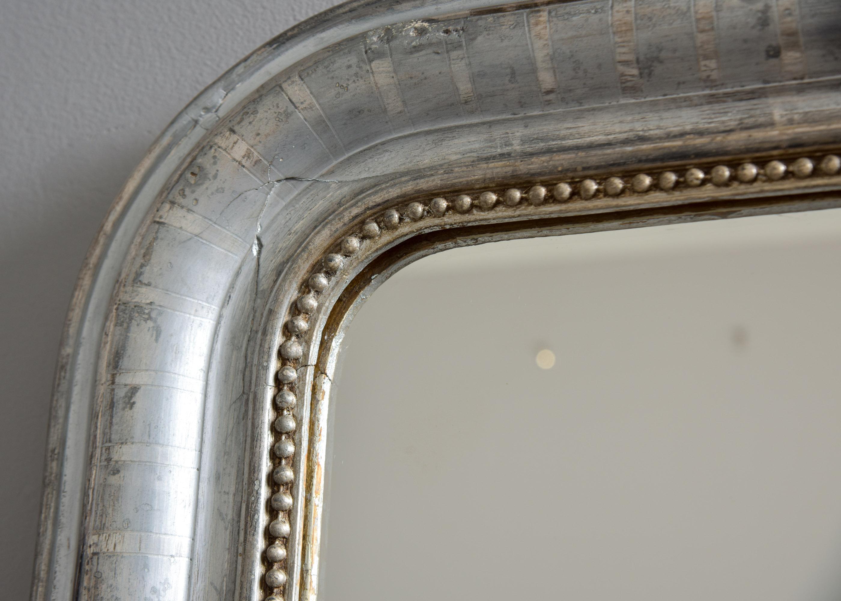 Tall 19th C Silver Leaf Louis Philippe Mirror 3