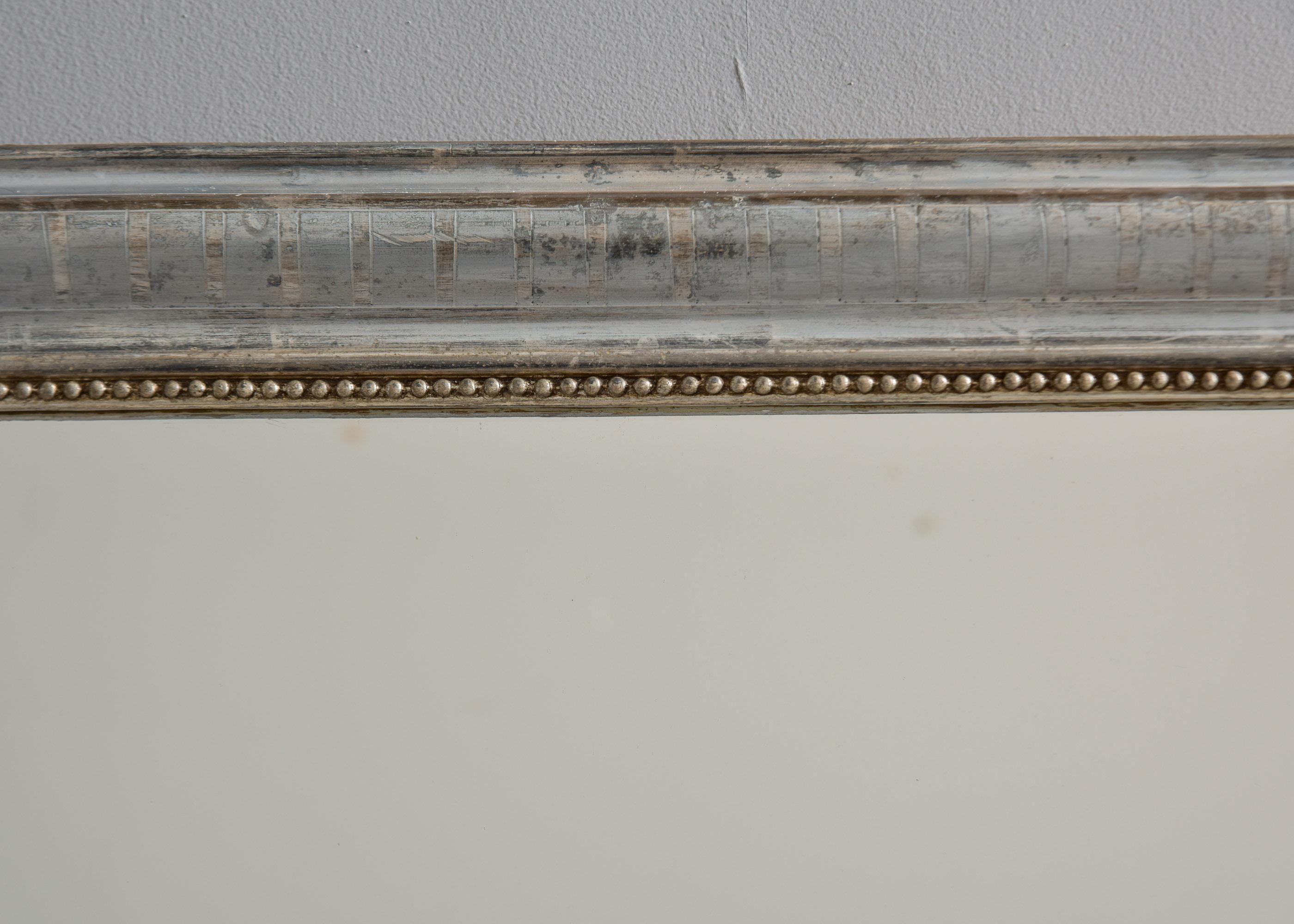 Tall 19th C Silver Leaf Louis Philippe Mirror 4