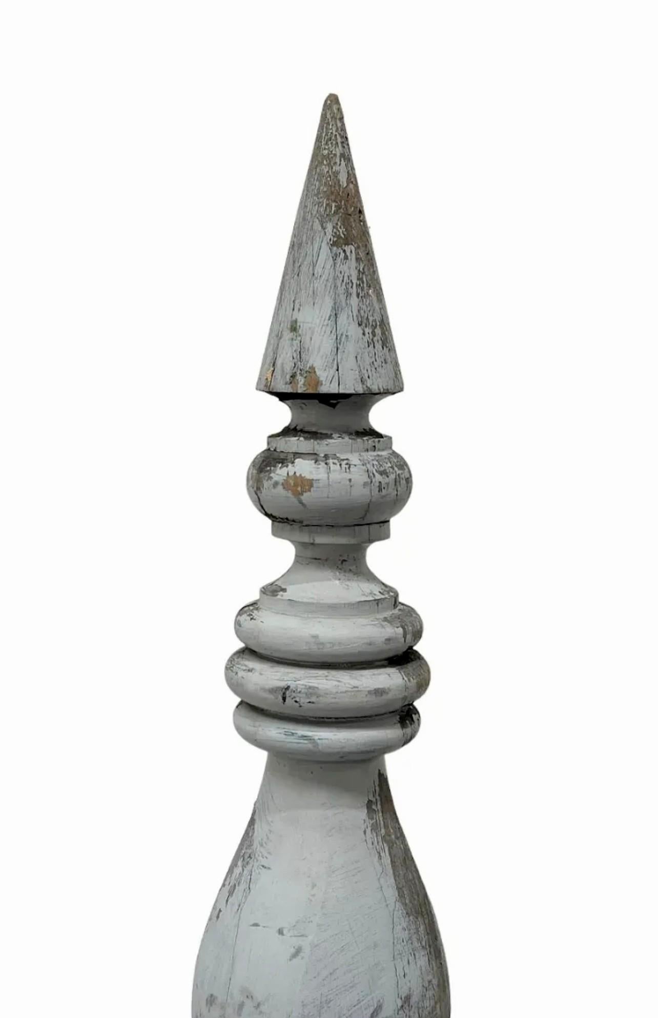 Tall 19th Century Architectural Painted Wood Finial 1