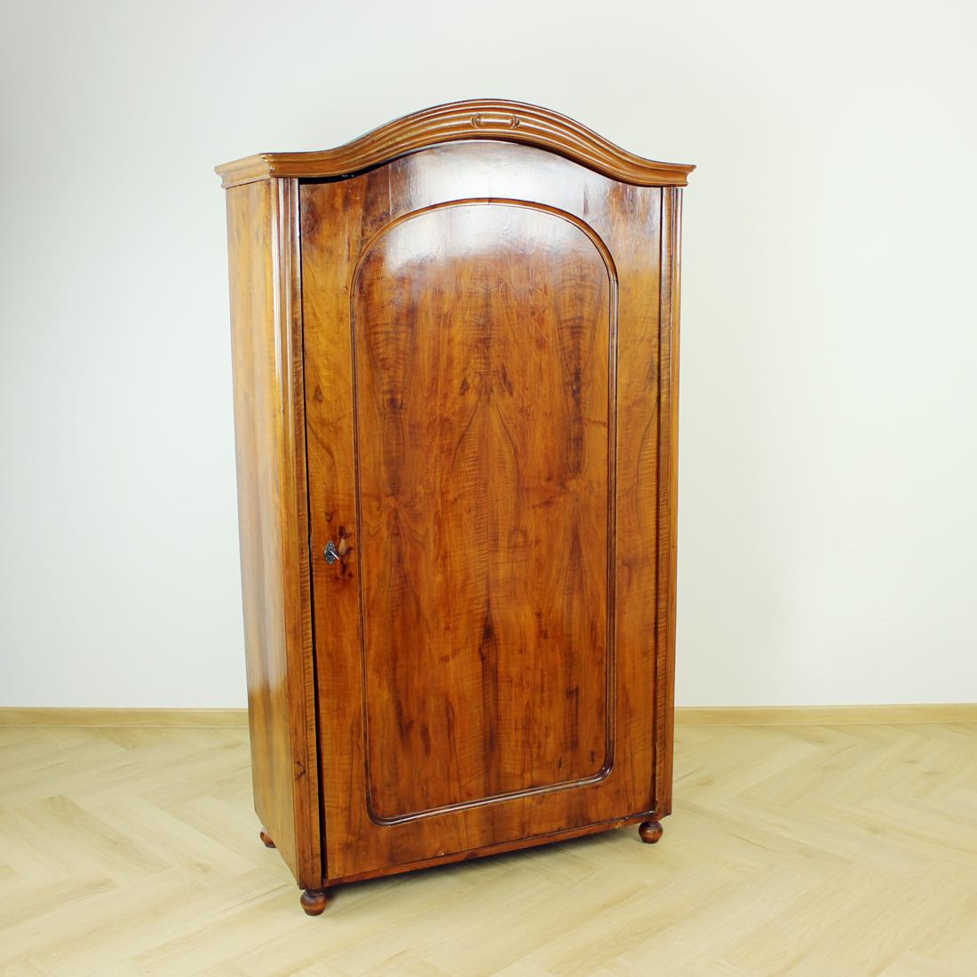 Tall 19th Century Armoire in Walnut, Czechoslovakia For Sale 1