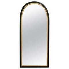 Tall 19th Century Black and Gold Arch Top Wall Mirror