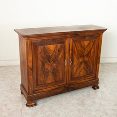 Tall 19th Century Bookmatched Burl Walnut Louis Philippe Buffet