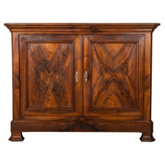 Tall 19th Century Bookmatched Burl Walnut Louis Philippe Buffet