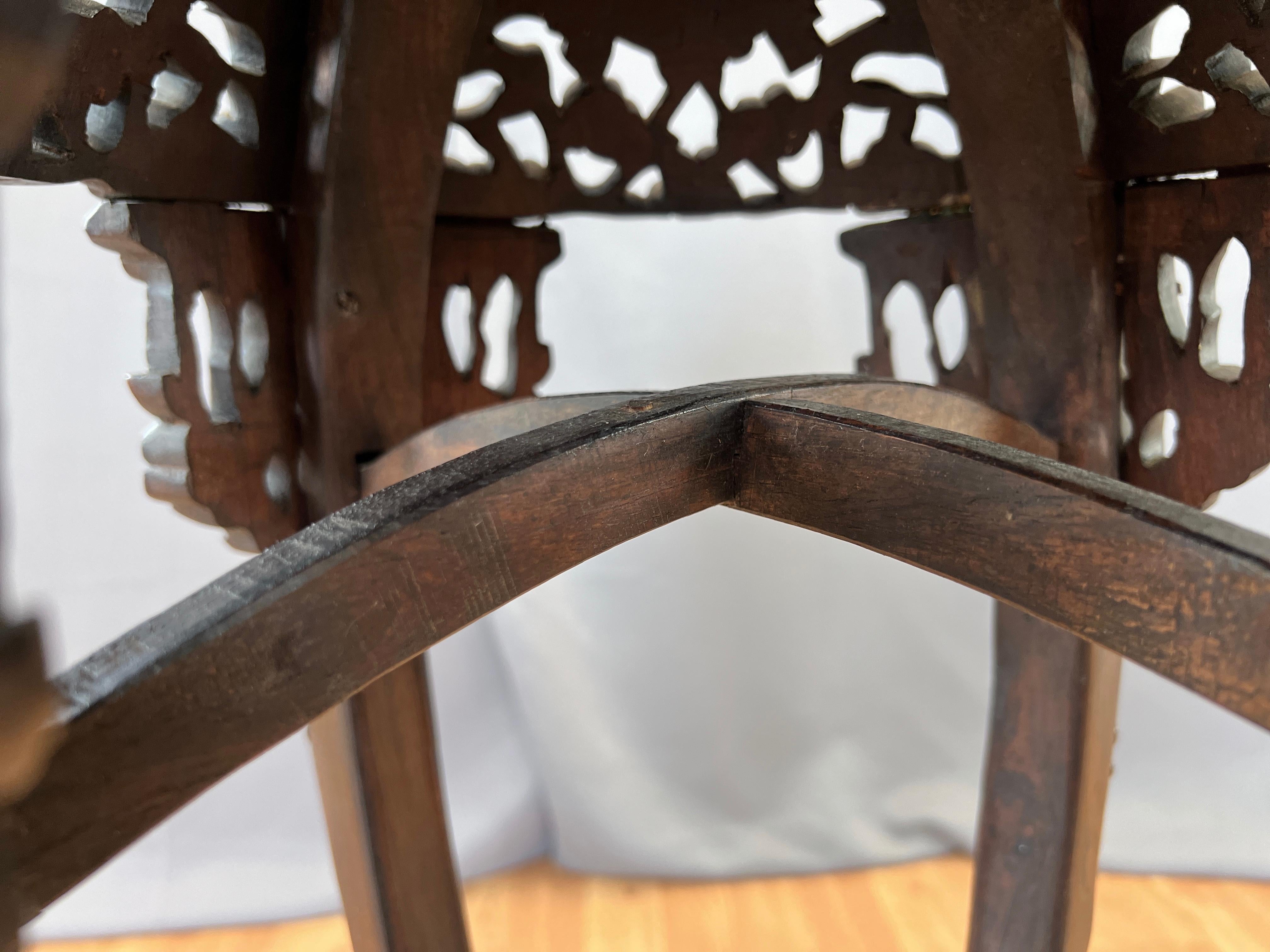 Tall 19th Century Chinese Carved Rosewood and Marble Plant Stand For Sale 4
