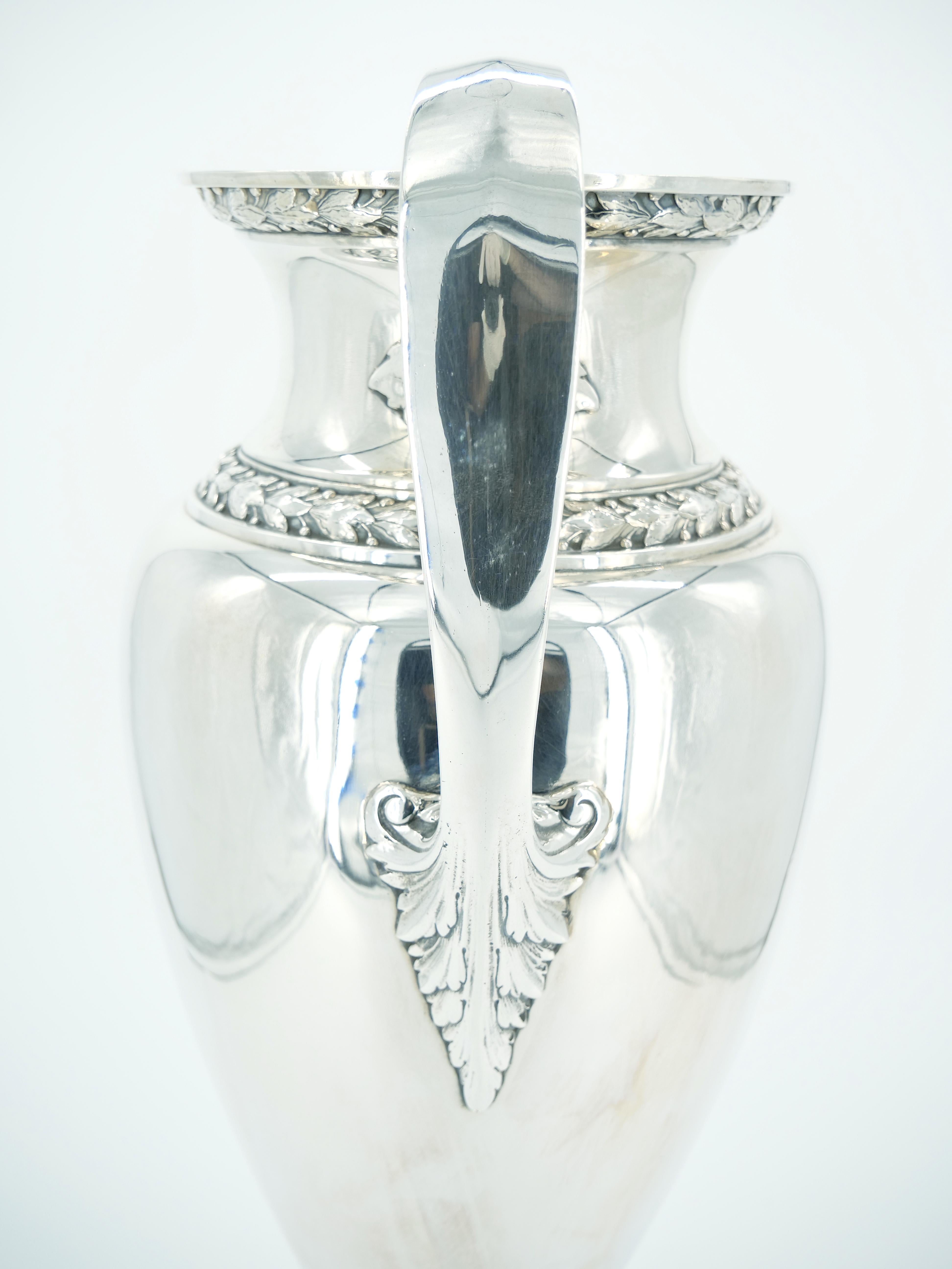 Engraved Tall 19th Century English Sterling Silver Decorative Centerpiece Vase  For Sale