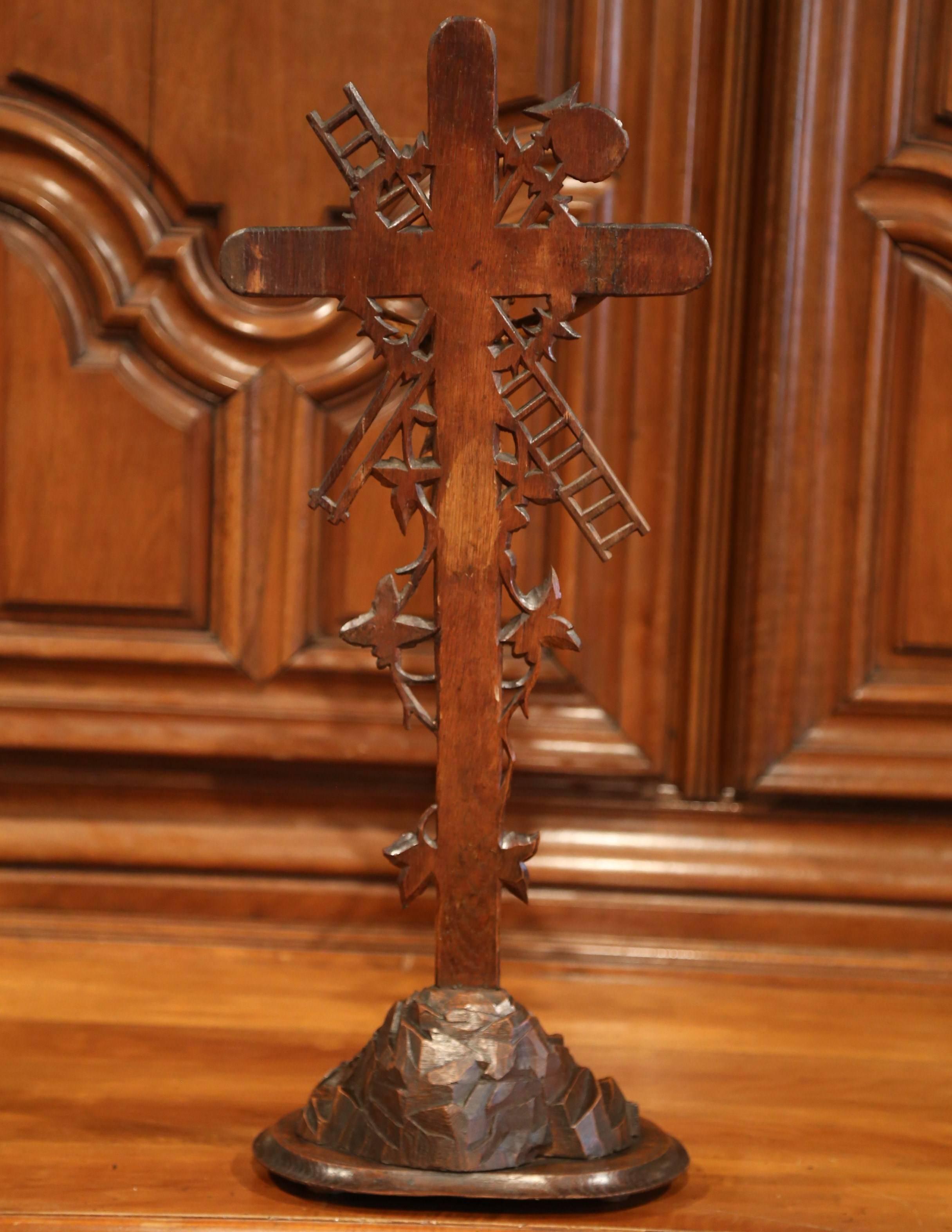 Tall 19th Century French Black Forest Carved Walnut Crucifix with Jesus Christ 4