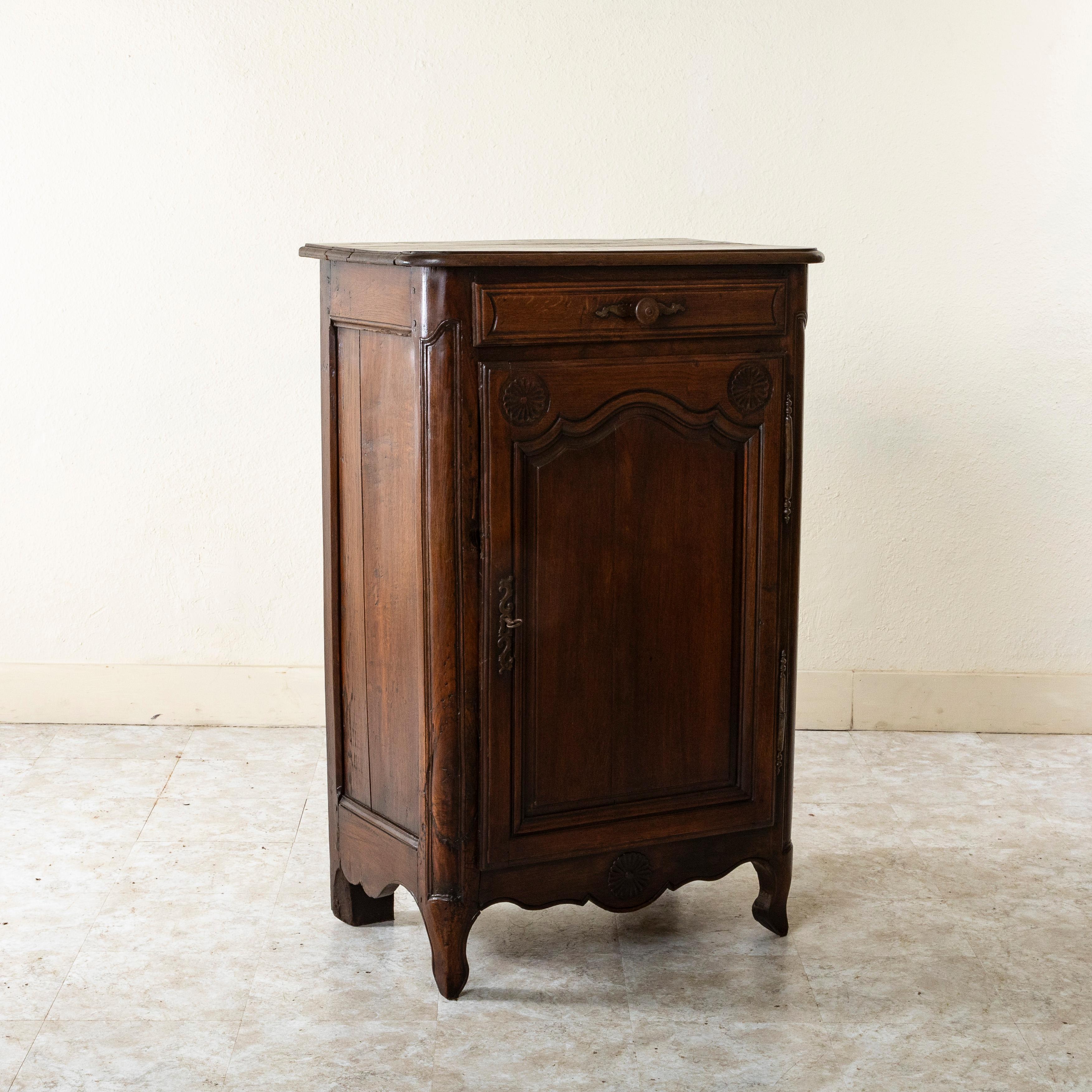 Rustic Tall 19th Century French Hand Carved Oak Jam Cabinet From Normandy