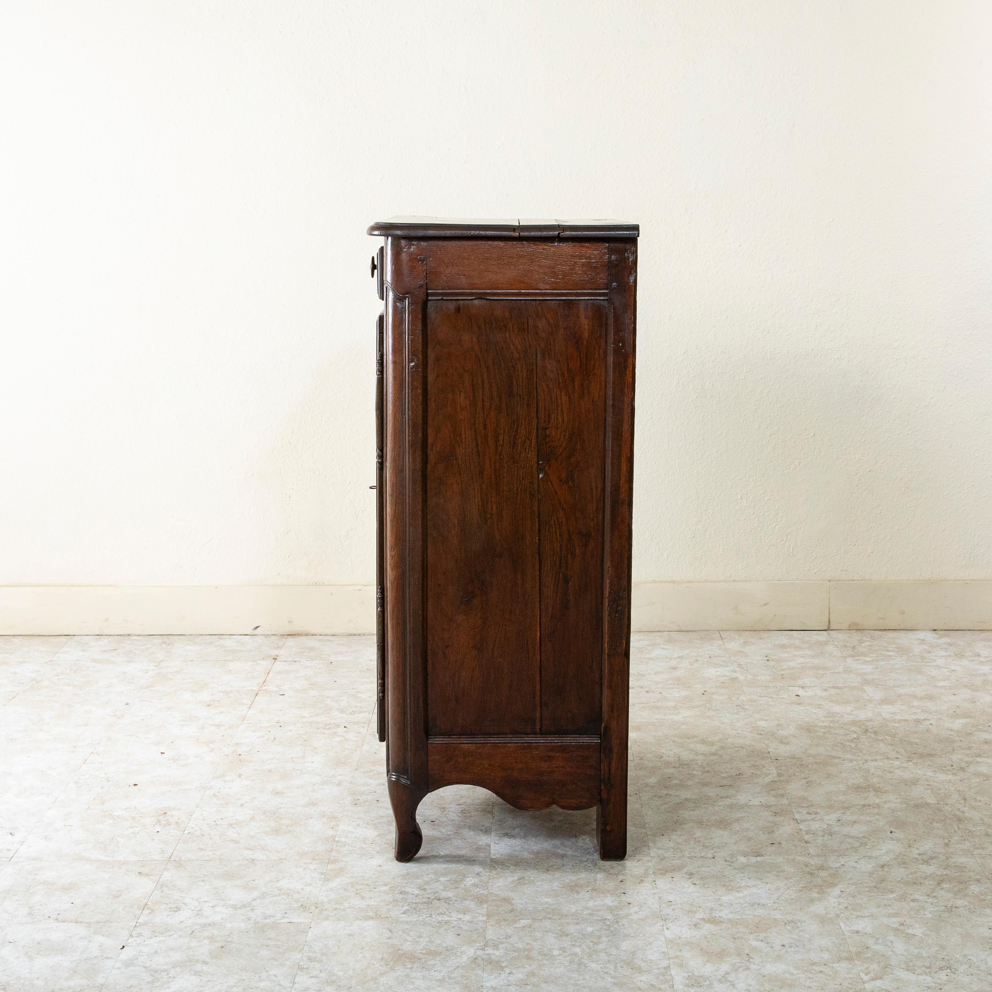Hand-Carved Tall 19th Century French Hand Carved Oak Jam Cabinet From Normandy