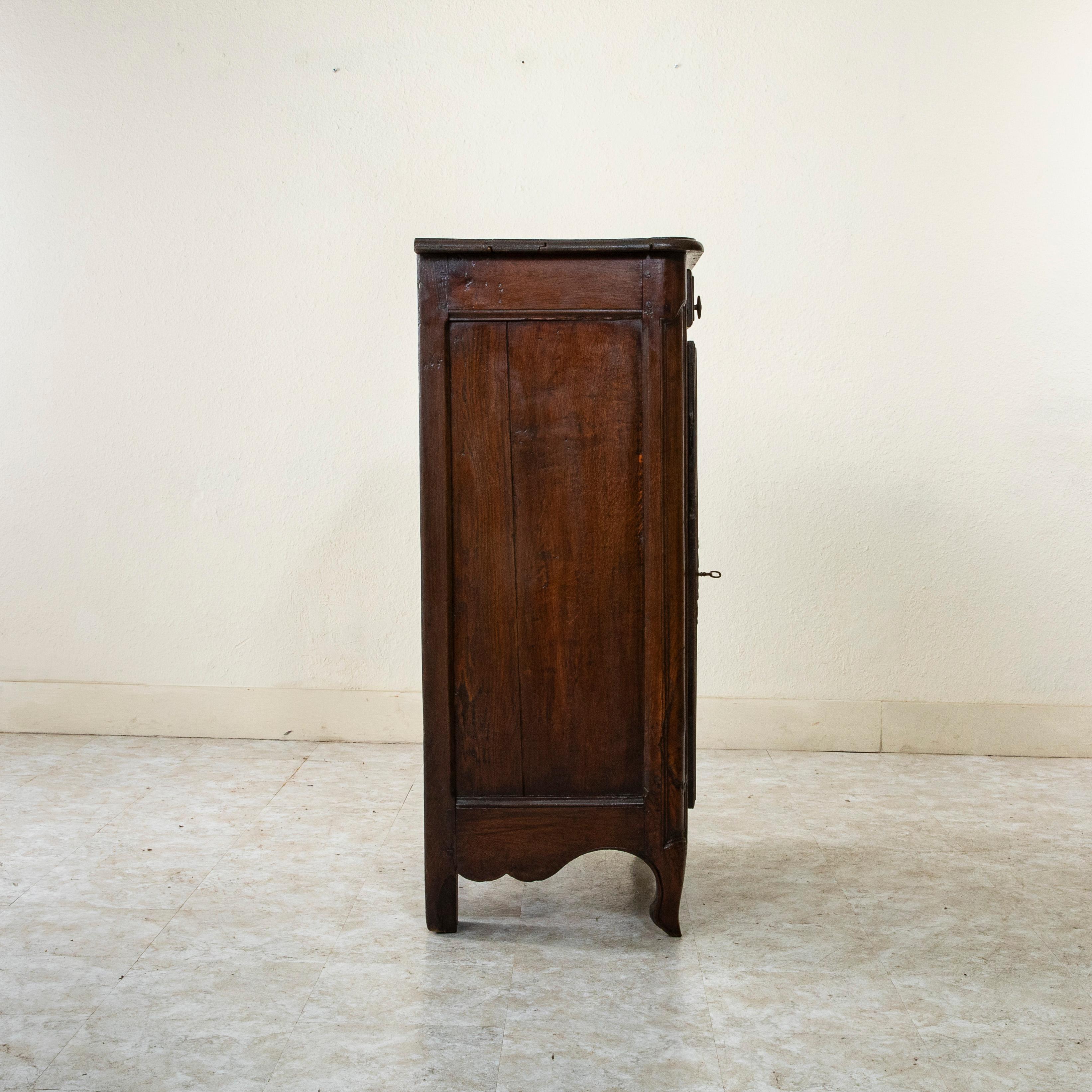 Iron Tall 19th Century French Hand Carved Oak Jam Cabinet From Normandy