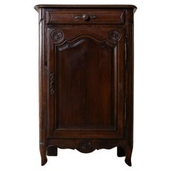 Tall 19th Century French Hand Carved Oak Jam Cabinet From Normandy