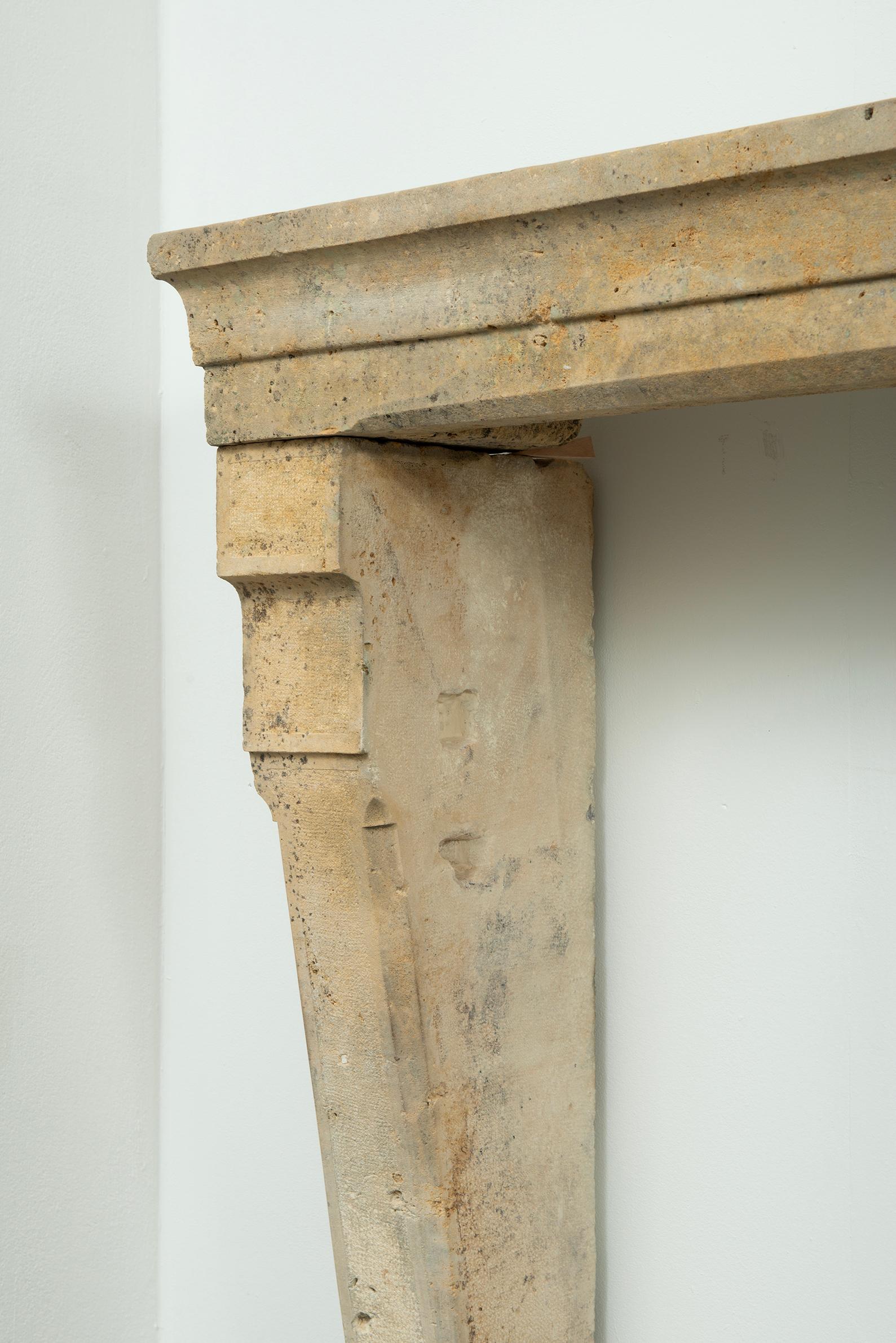 Tall 19th Century French Limestone Fireplace Mantel – Elegant & Robust For Sale 6