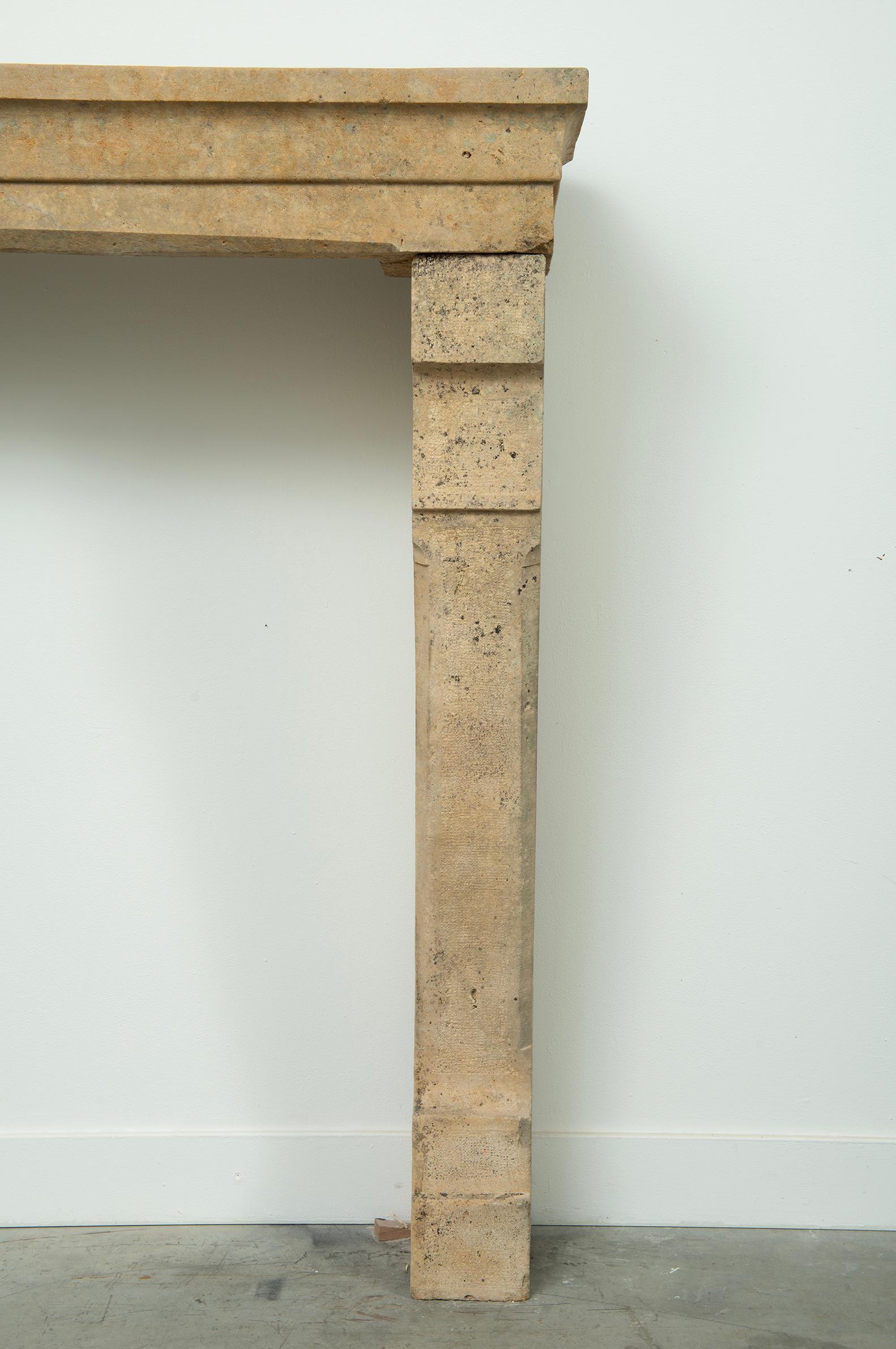 Tall 19th Century French Limestone Fireplace Mantel – Elegant & Robust For Sale 8