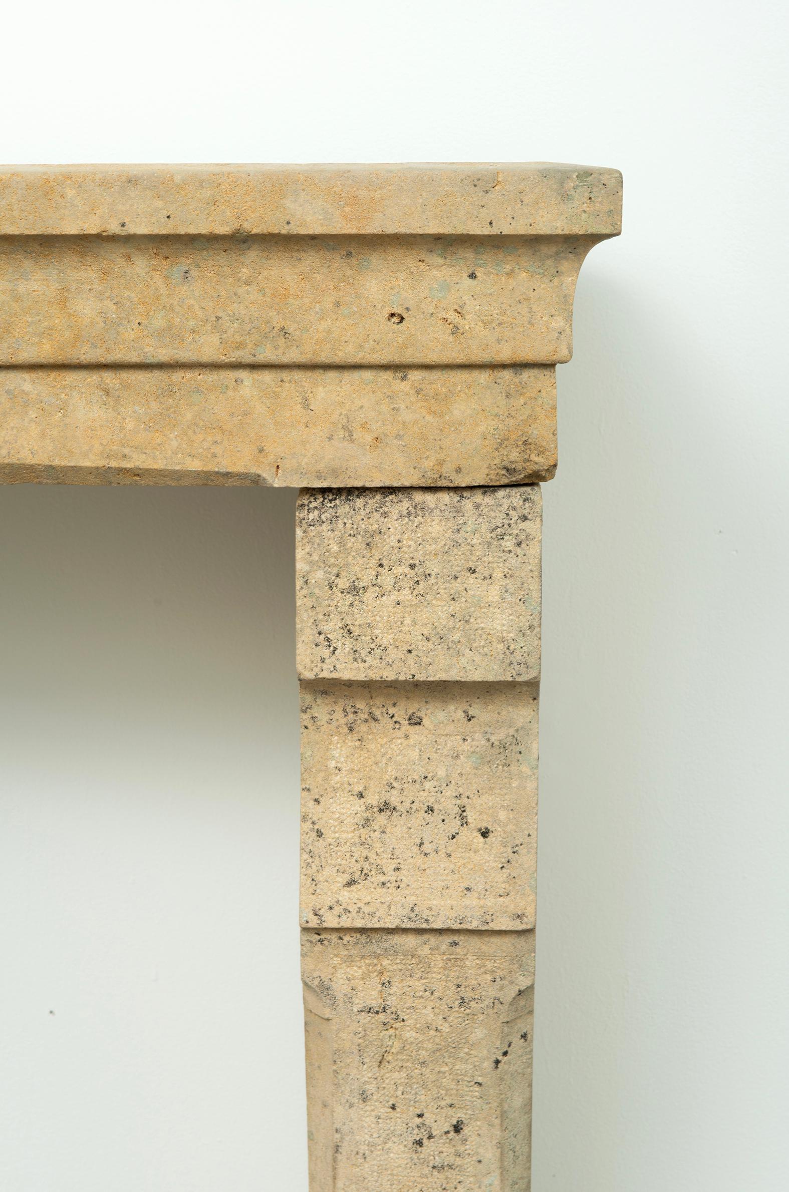 Tall 19th Century French Limestone Fireplace Mantel – Elegant & Robust For Sale 9
