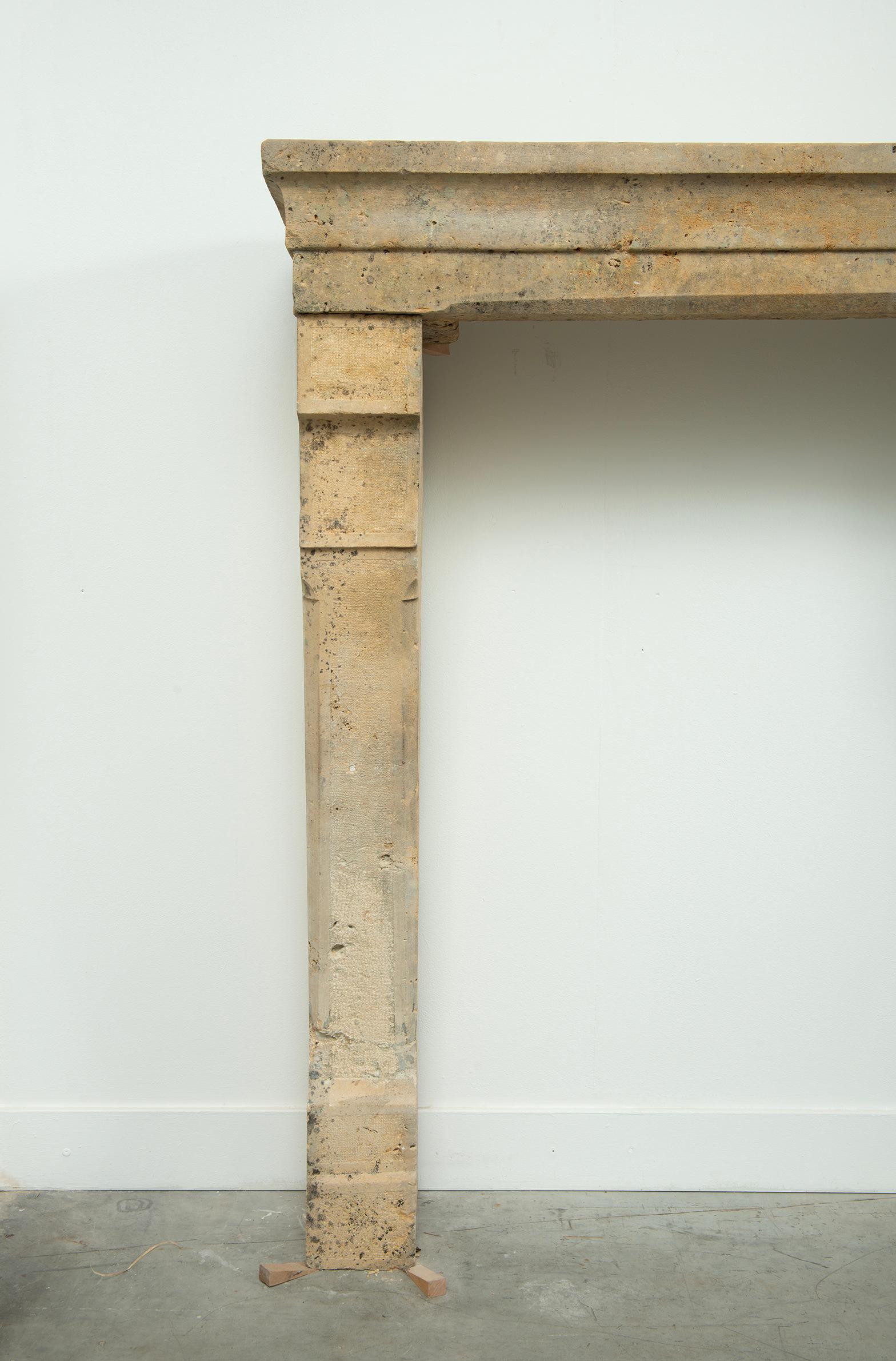 Tall 19th Century French Limestone Fireplace Mantel – Elegant & Robust For Sale 11