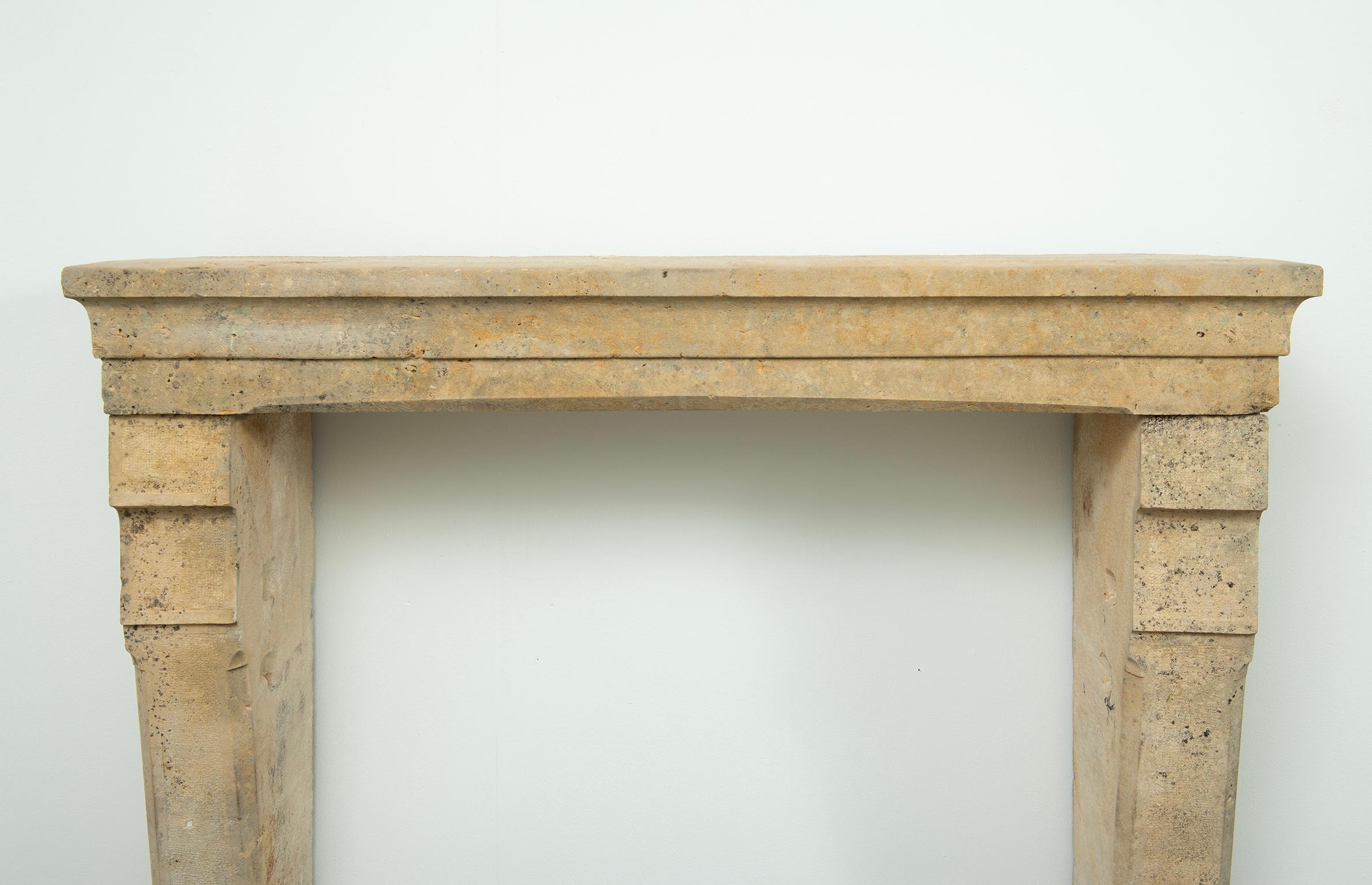 Tall 19th Century French Limestone Fireplace Mantel – Elegant & Robust For Sale 12