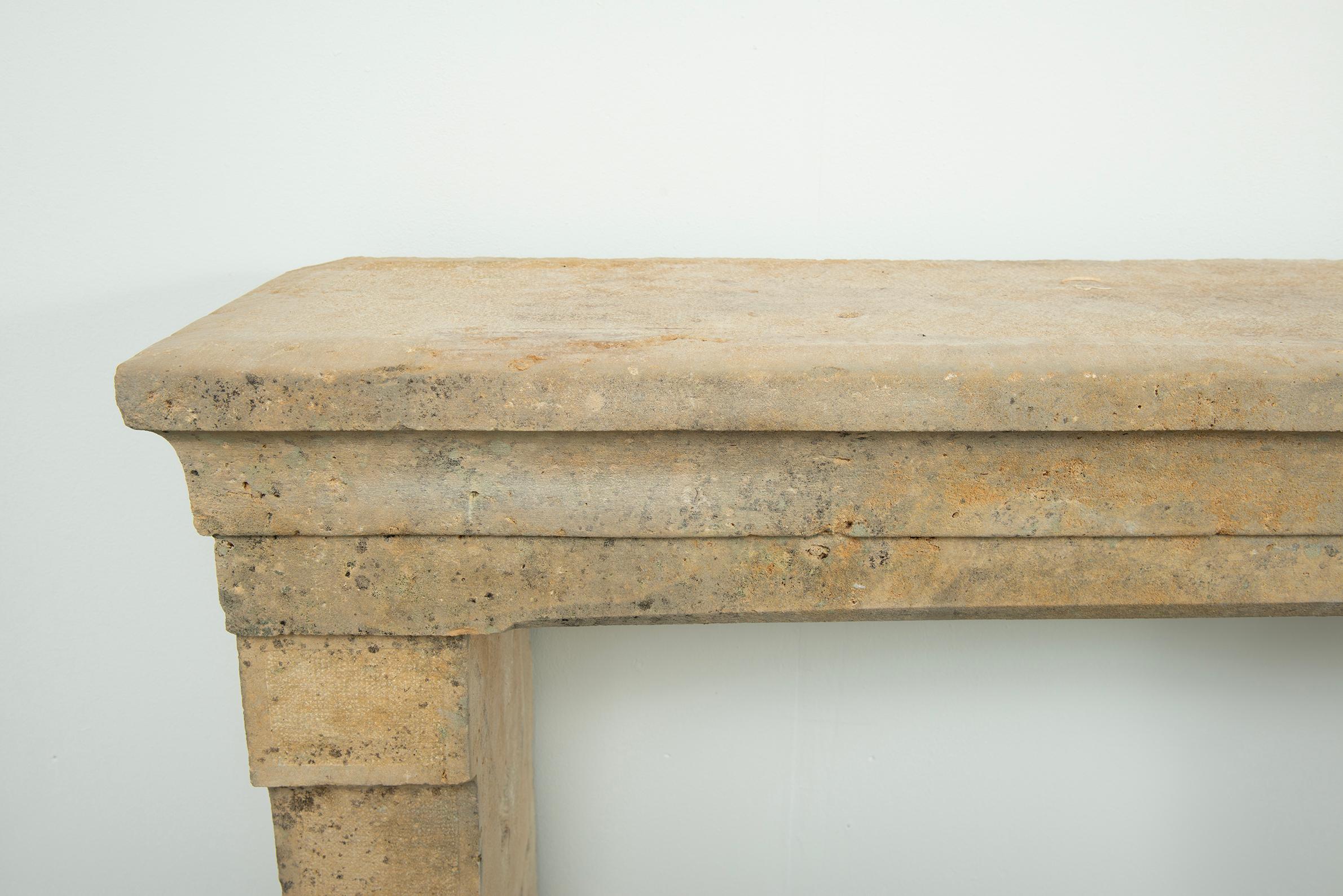Tall 19th Century French Limestone Fireplace Mantel – Elegant & Robust For Sale 13