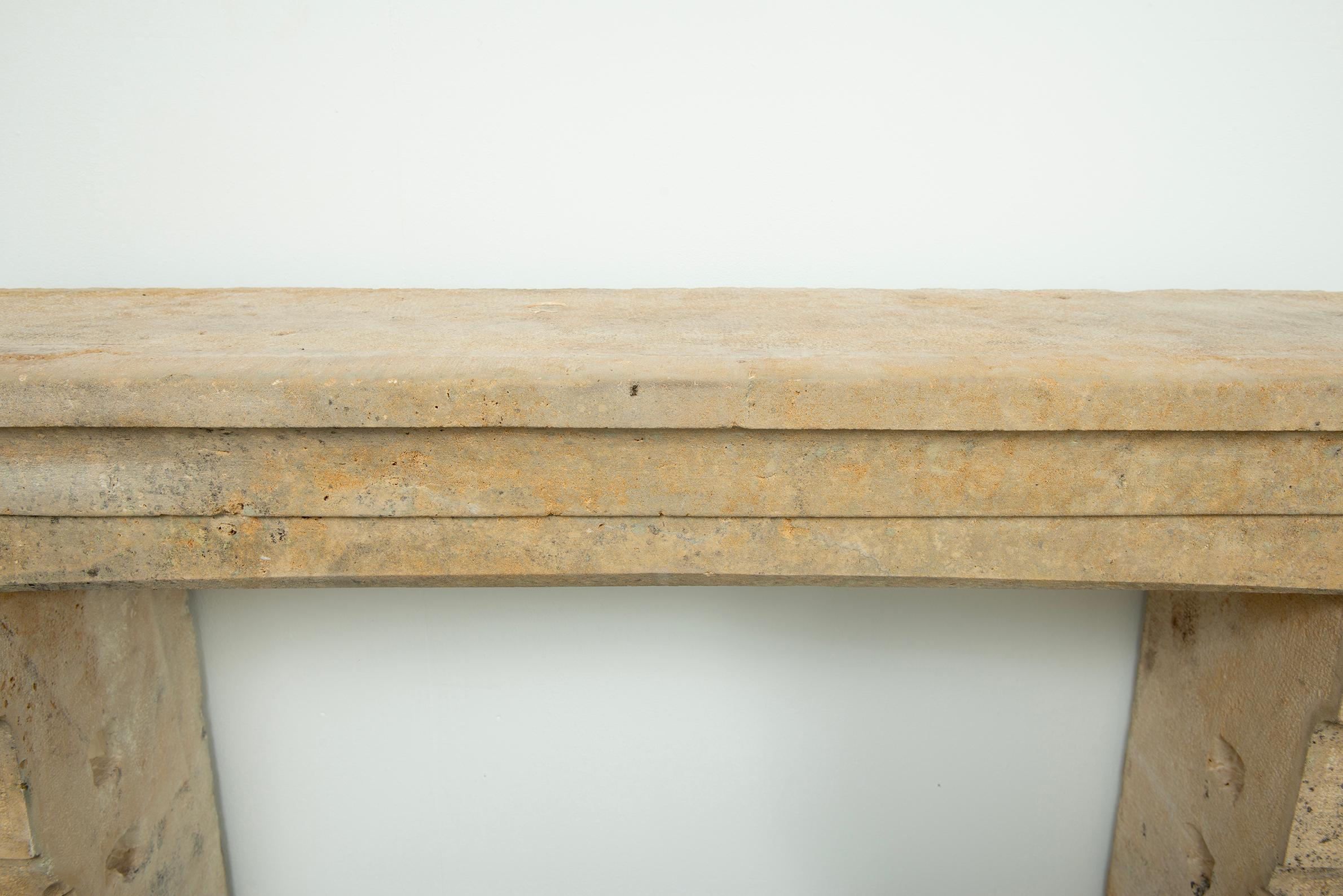 Tall 19th Century French Limestone Fireplace Mantel – Elegant & Robust For Sale 14