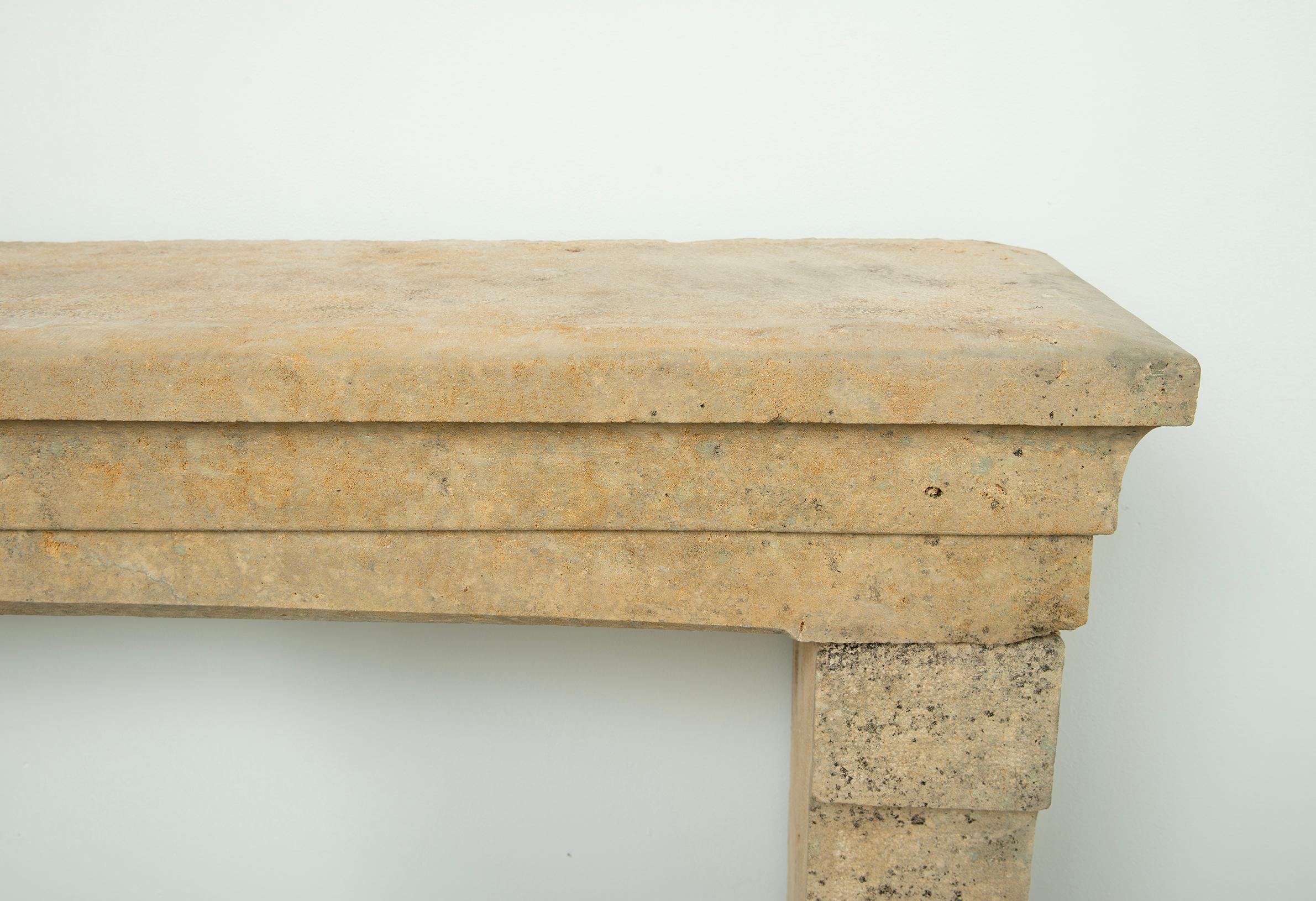 Tall 19th Century French Limestone Fireplace Mantel – Elegant & Robust For Sale 15
