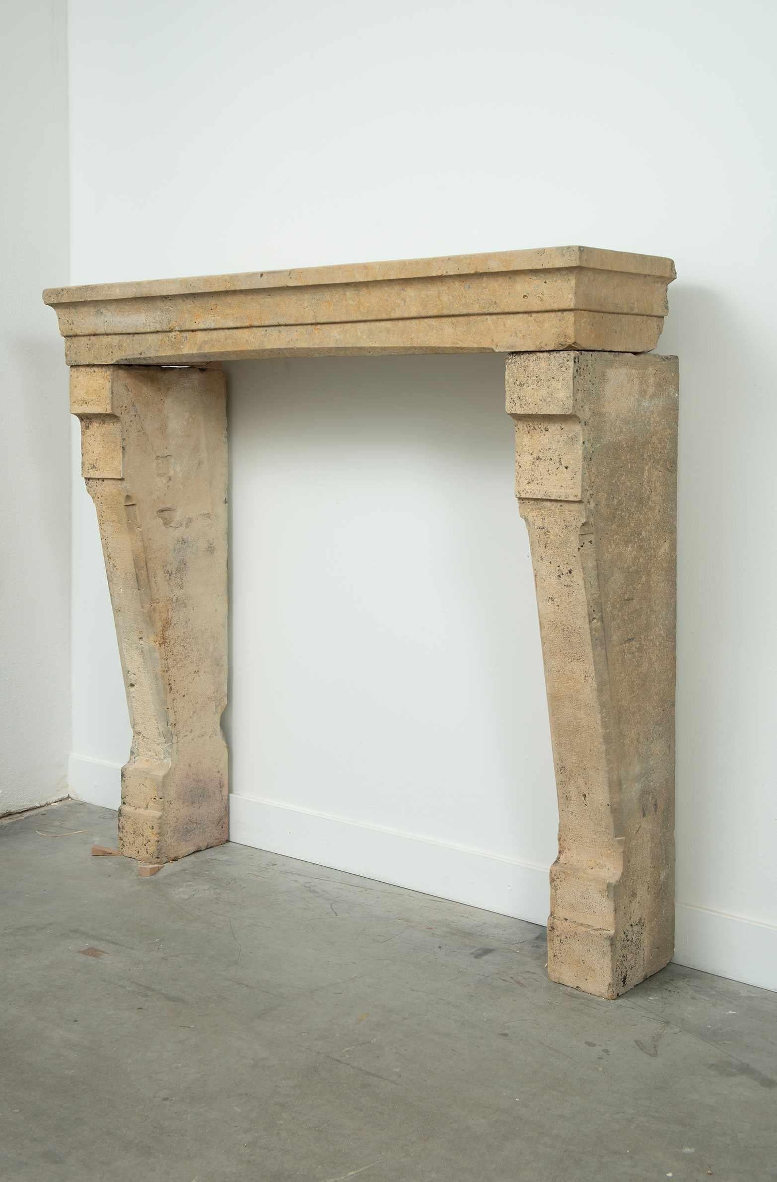 Tall 19th Century French Limestone Fireplace Mantel – Elegant & Robust For Sale 1