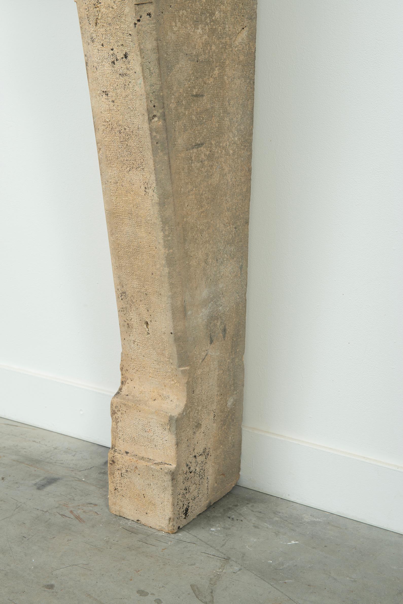 Tall 19th Century French Limestone Fireplace Mantel – Elegant & Robust For Sale 4