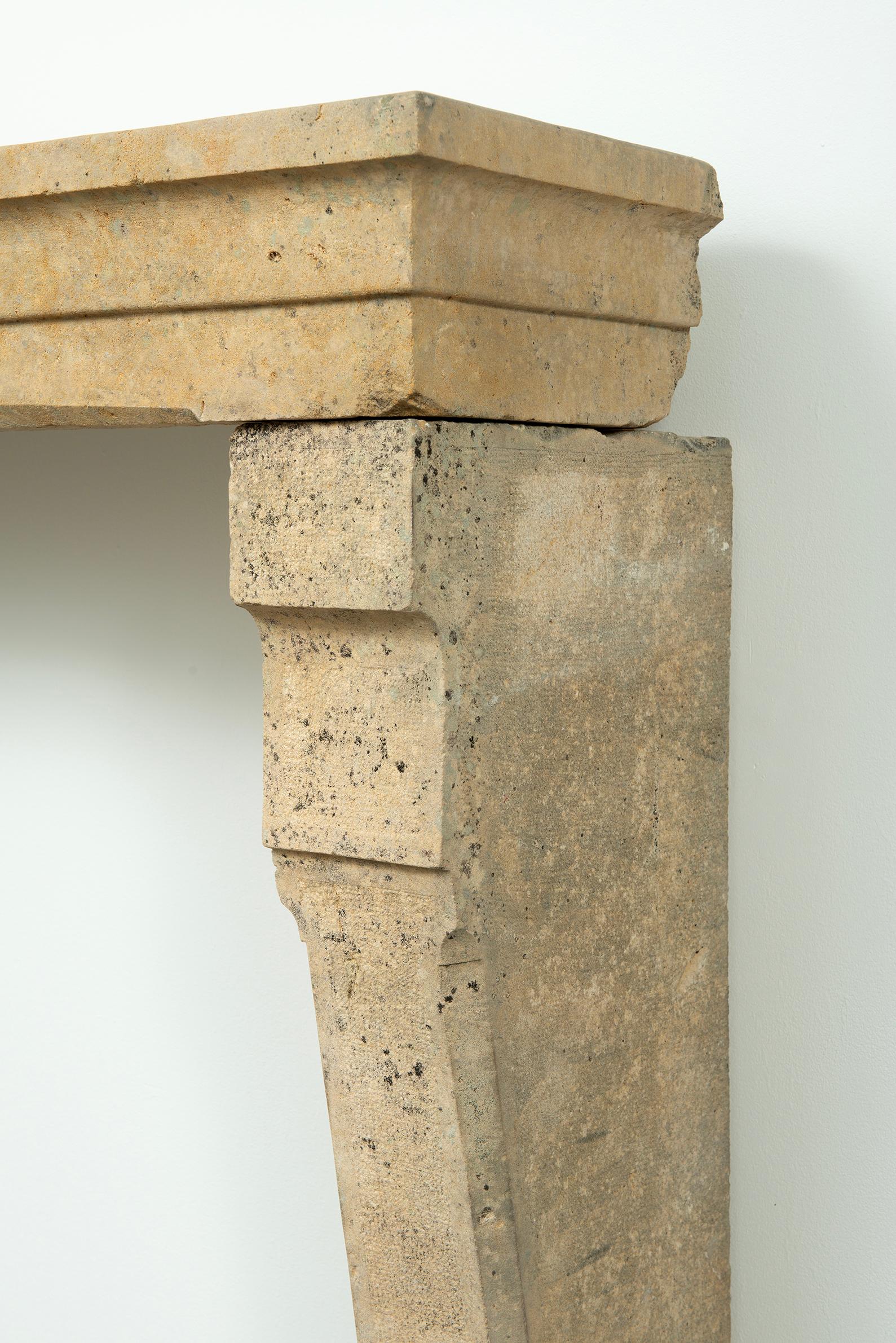 Tall 19th Century French Limestone Fireplace Mantel – Elegant & Robust For Sale 5