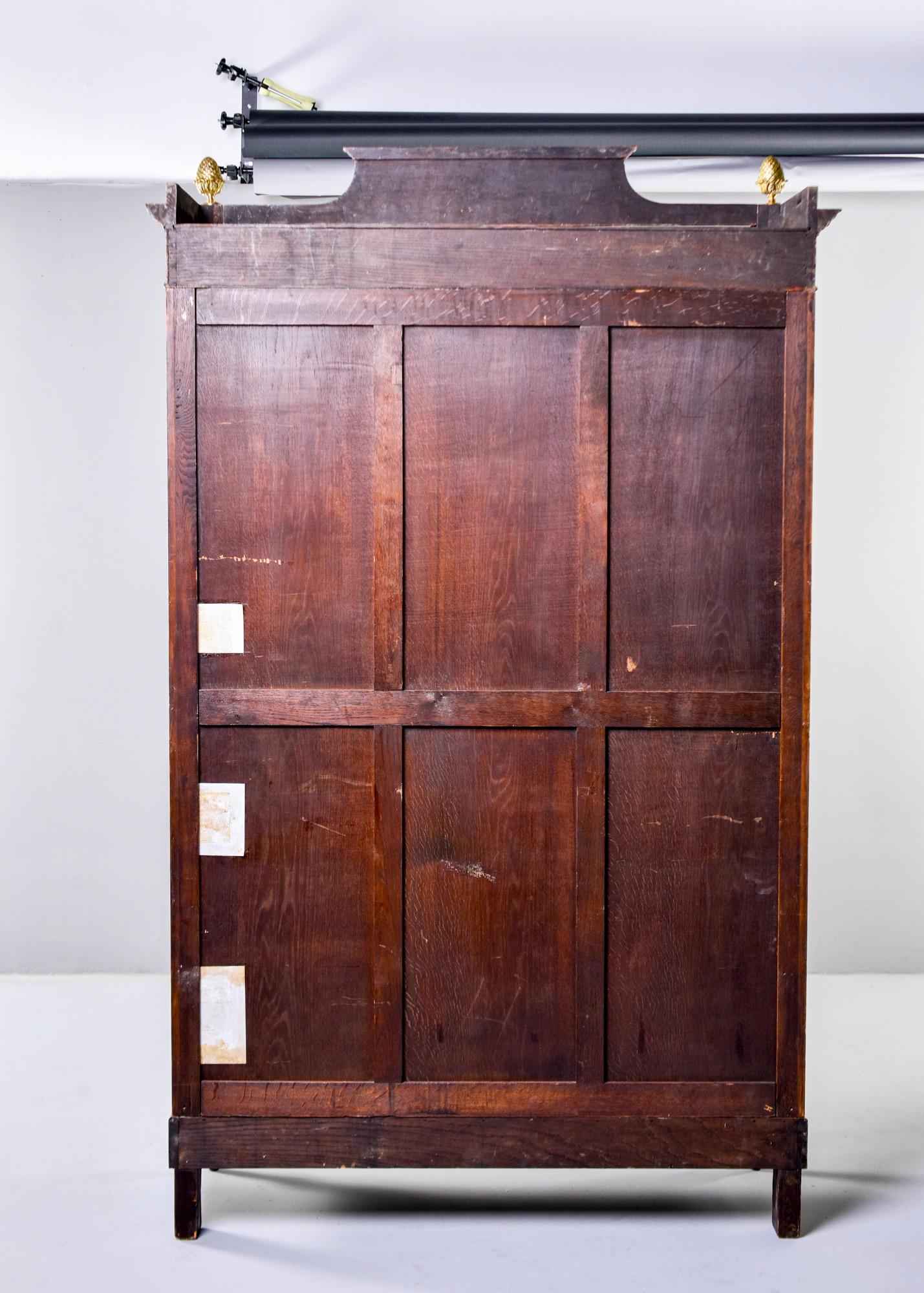 Tall 19th Century Louis XVI Style Vitrine with Brass Detailing and Inlay In Good Condition In Troy, MI