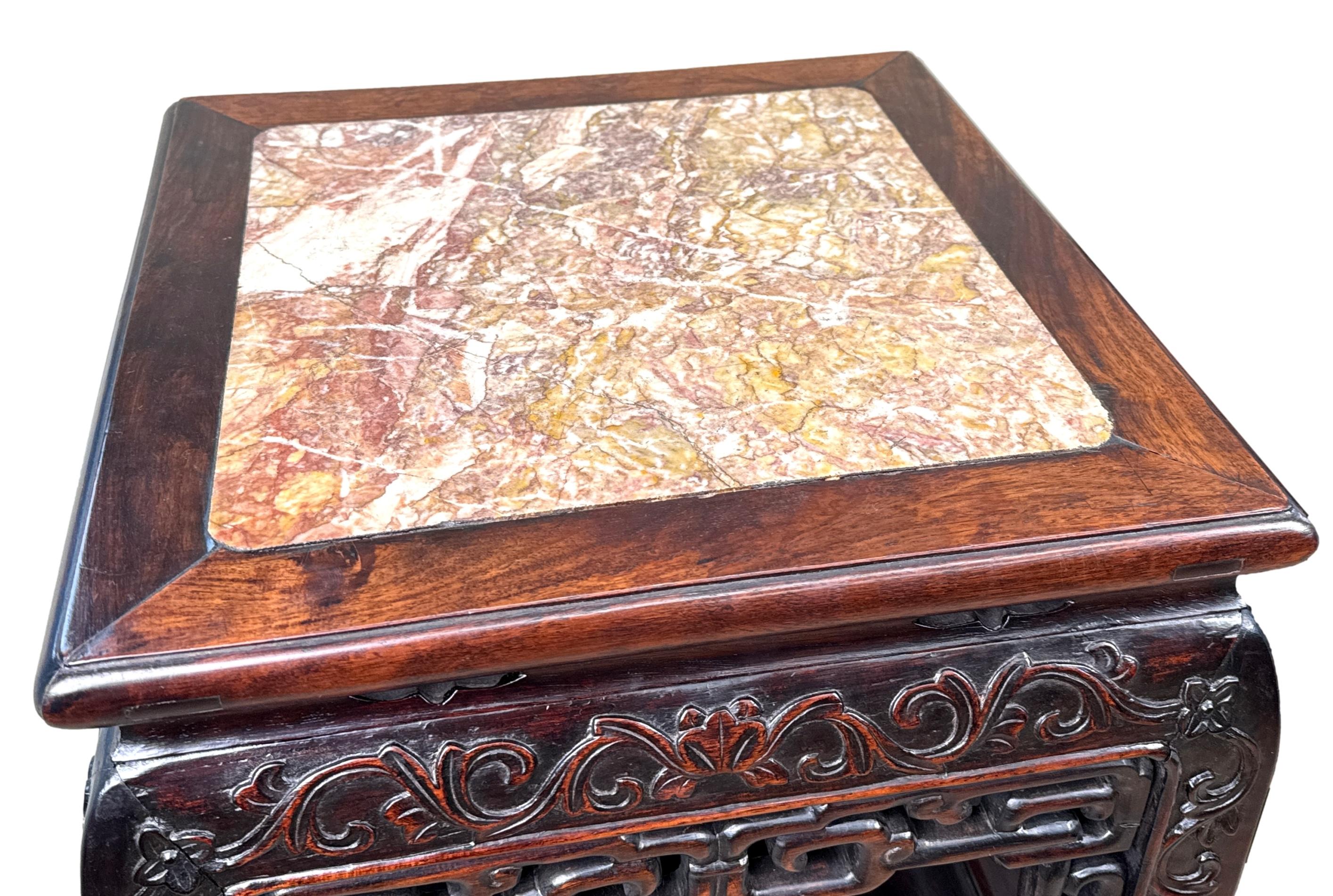 Tall 19th Century Pair Of Oriental Hardwood Stands For Sale 6