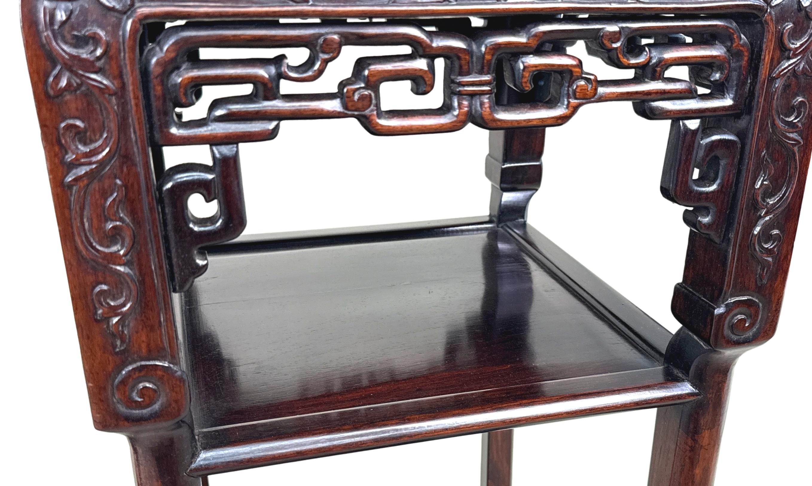 Tall 19th Century Pair Of Oriental Hardwood Stands For Sale 11