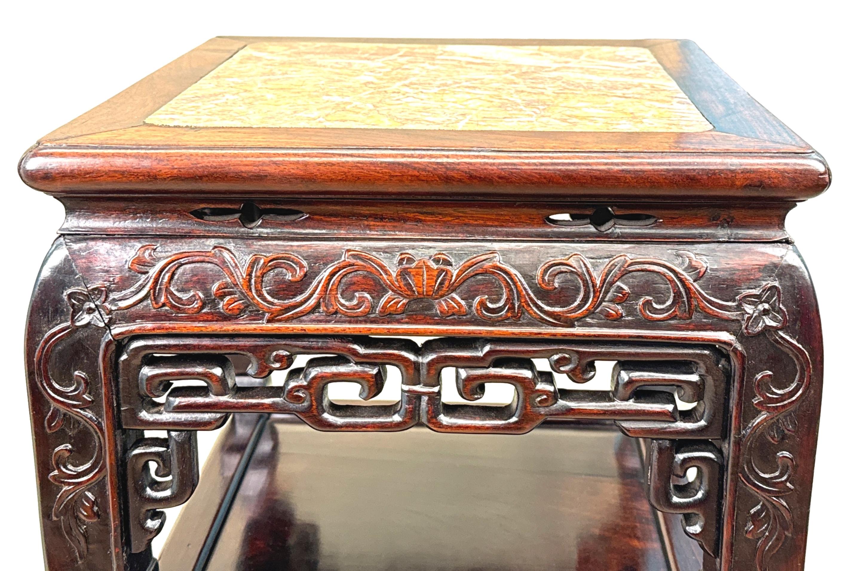 Chinese Tall 19th Century Pair Of Oriental Hardwood Stands For Sale
