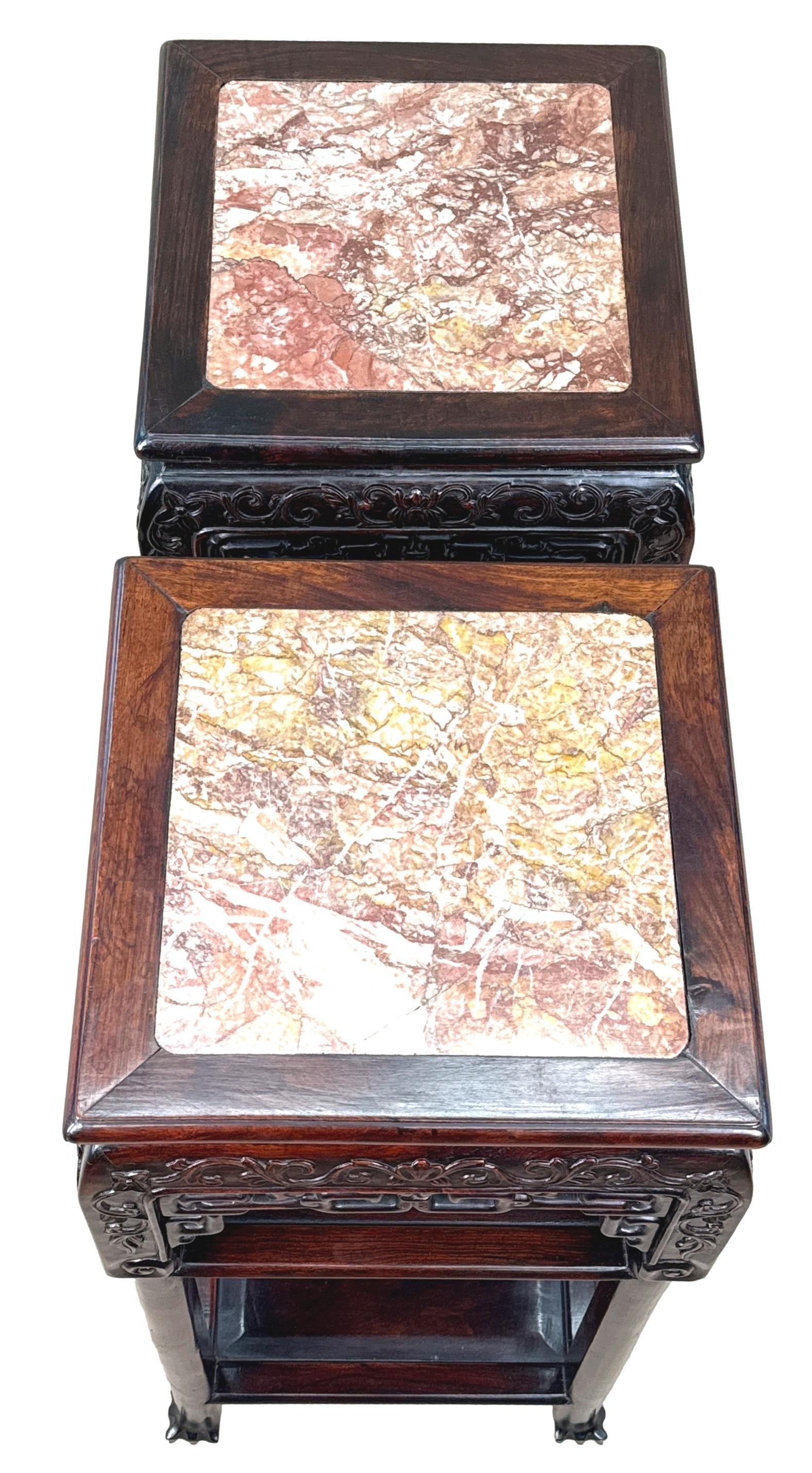 Tall 19th Century Pair Of Oriental Hardwood Stands For Sale 1