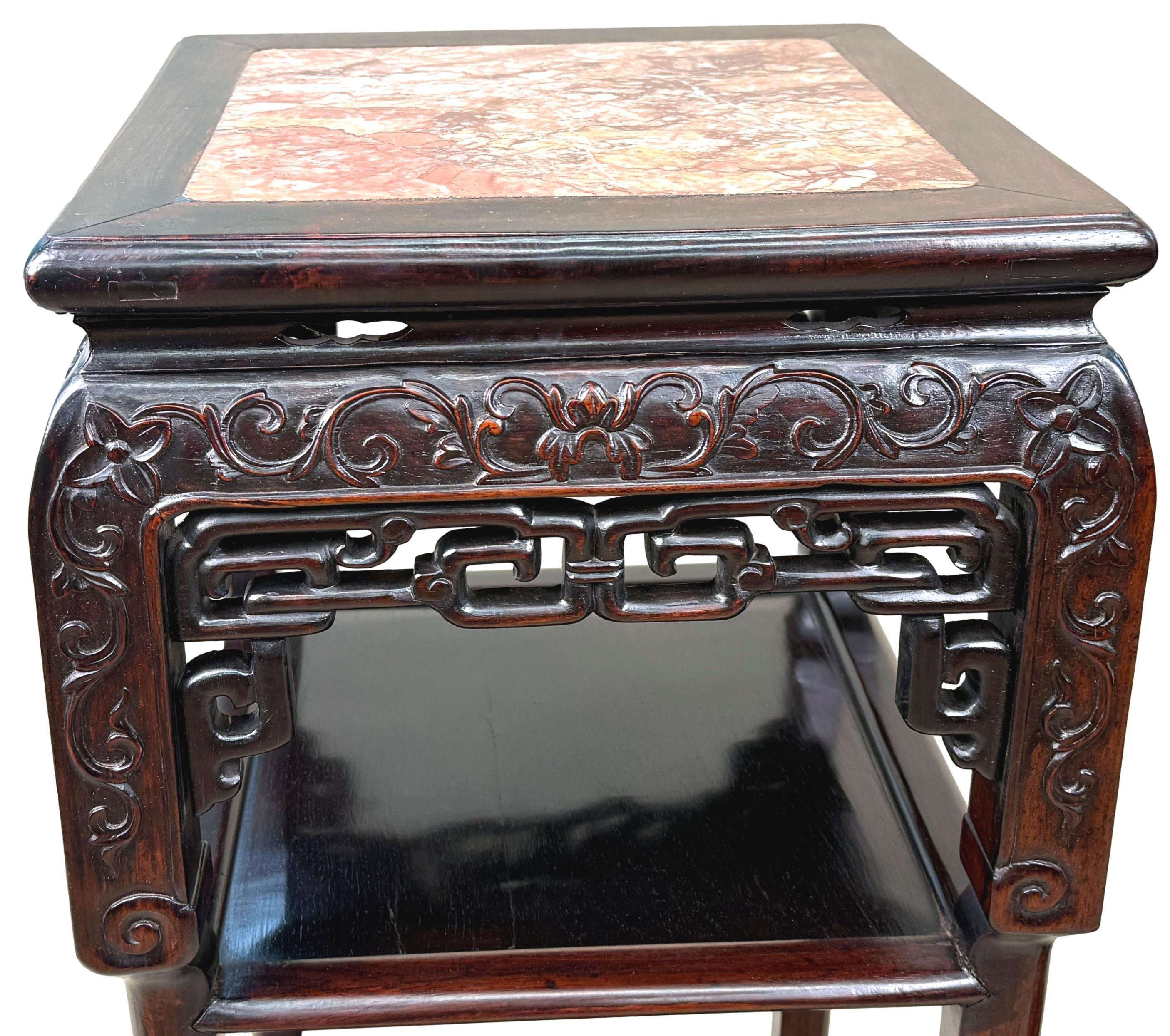 Tall 19th Century Pair Of Oriental Hardwood Stands For Sale 3