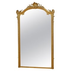 Tall 19th Century Pier Mirror French Giltwood Mirror