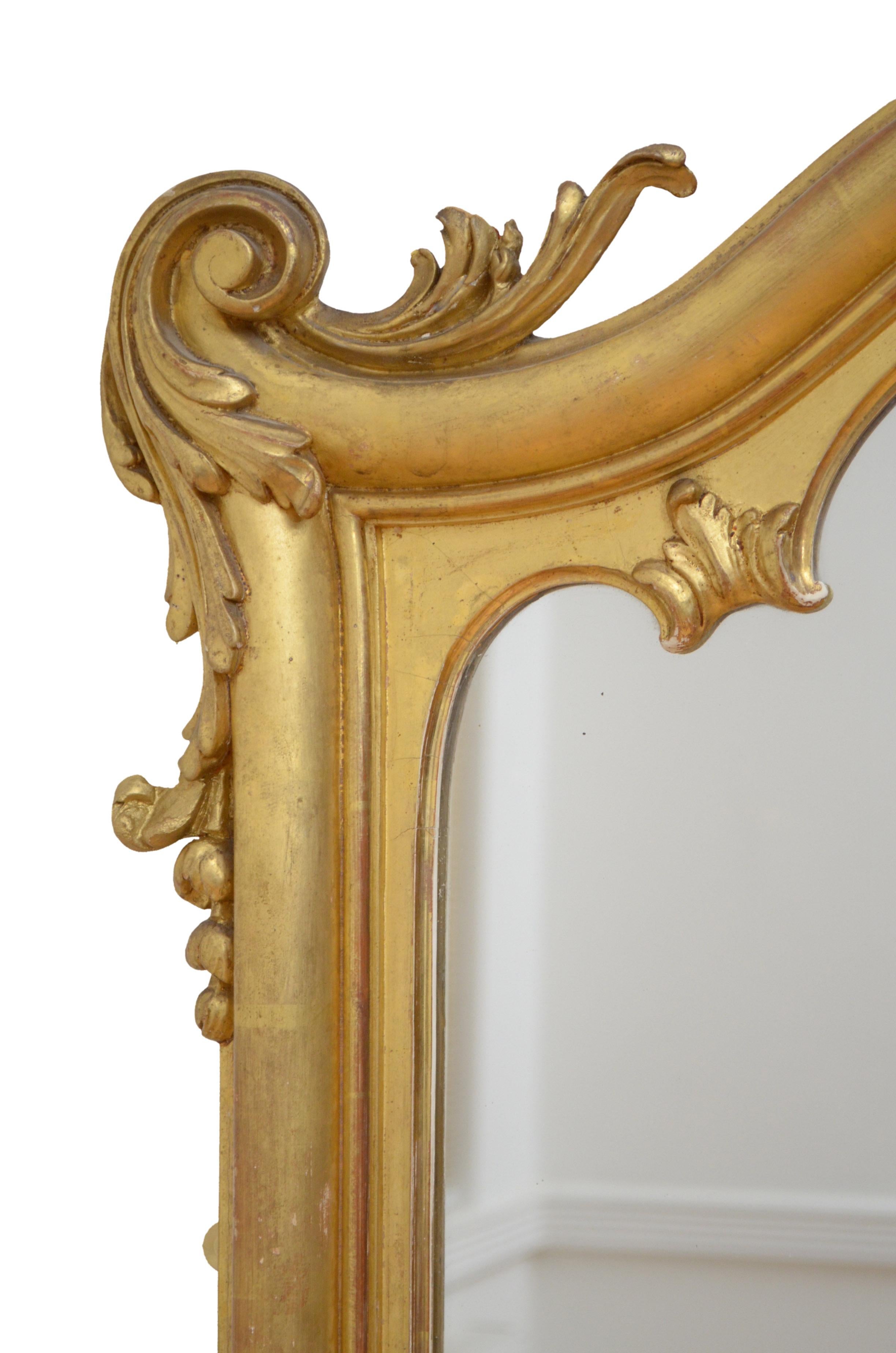 Giltwood Tall 19th Century Pier Mirror For Sale