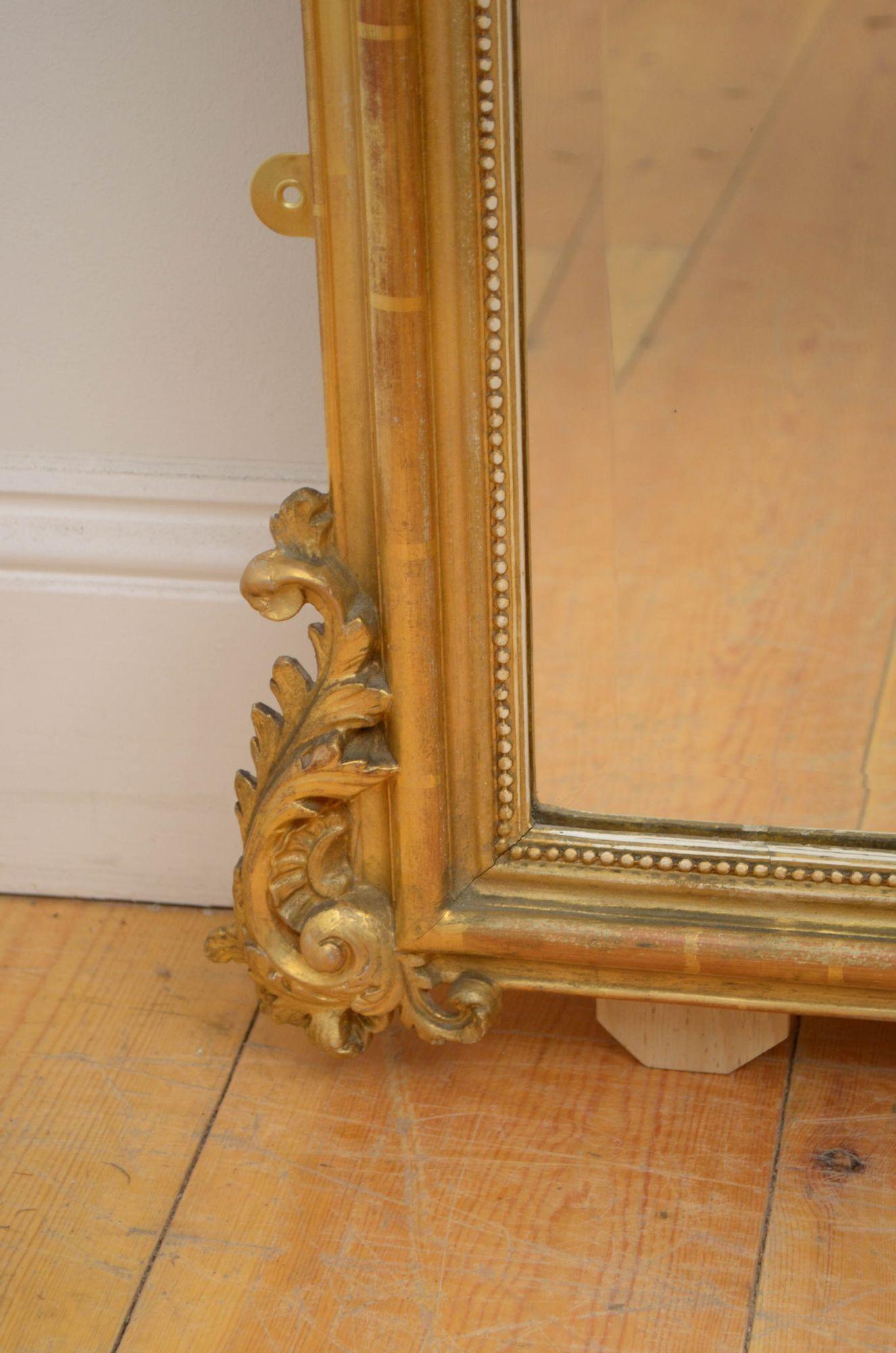 Gold Leaf Tall 19th Century Pier Mirror H177cm For Sale