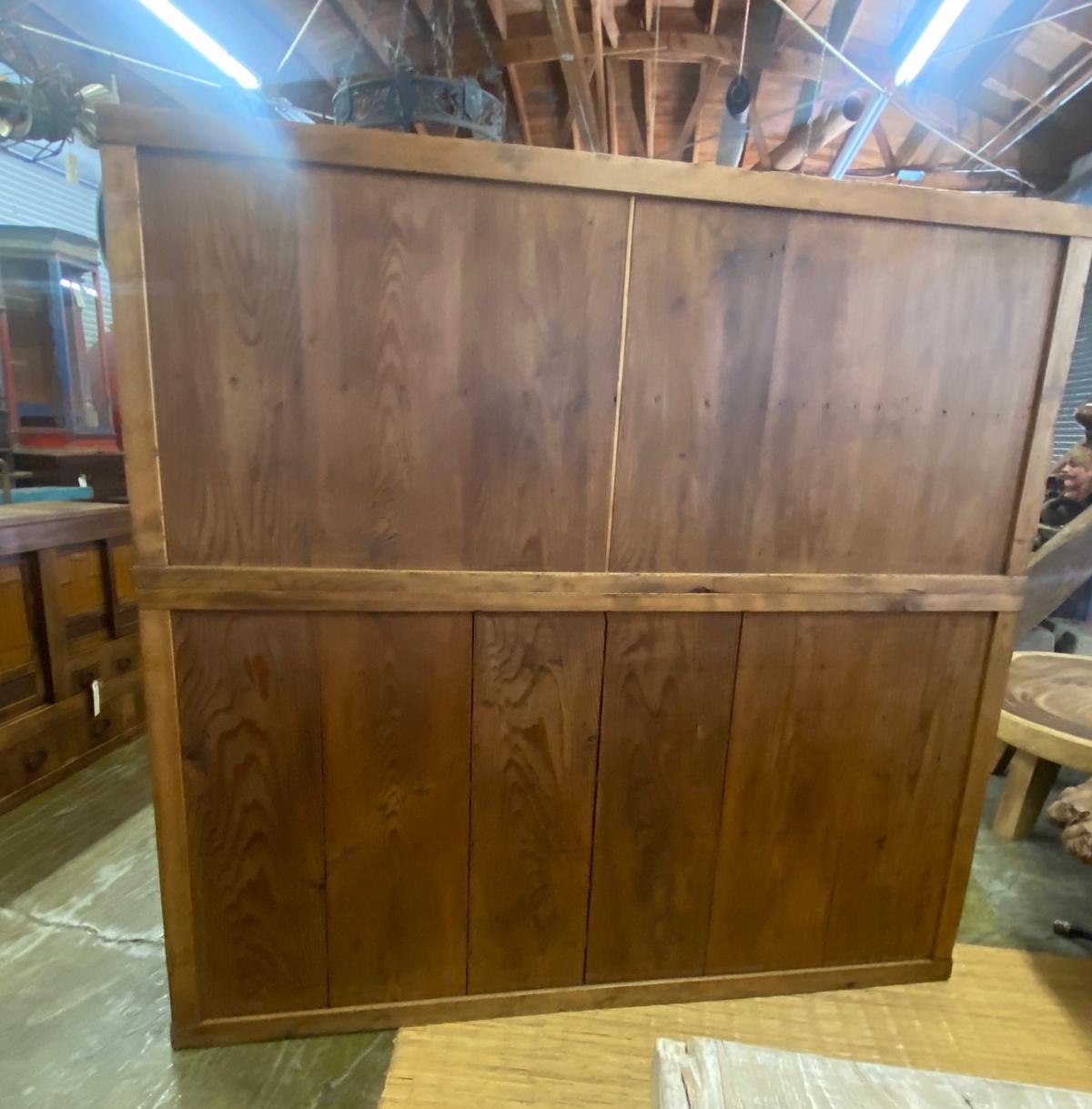 Japonisme Early 20th Century Shop Chest with Sliding Glass Door Atop 42 Drawers