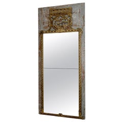 Antique Tall 19th Century Swedish Original Painted Trumeau Mirror