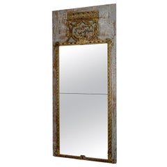 Tall 19th Century Swedish Original Painted Trumeau Mirror