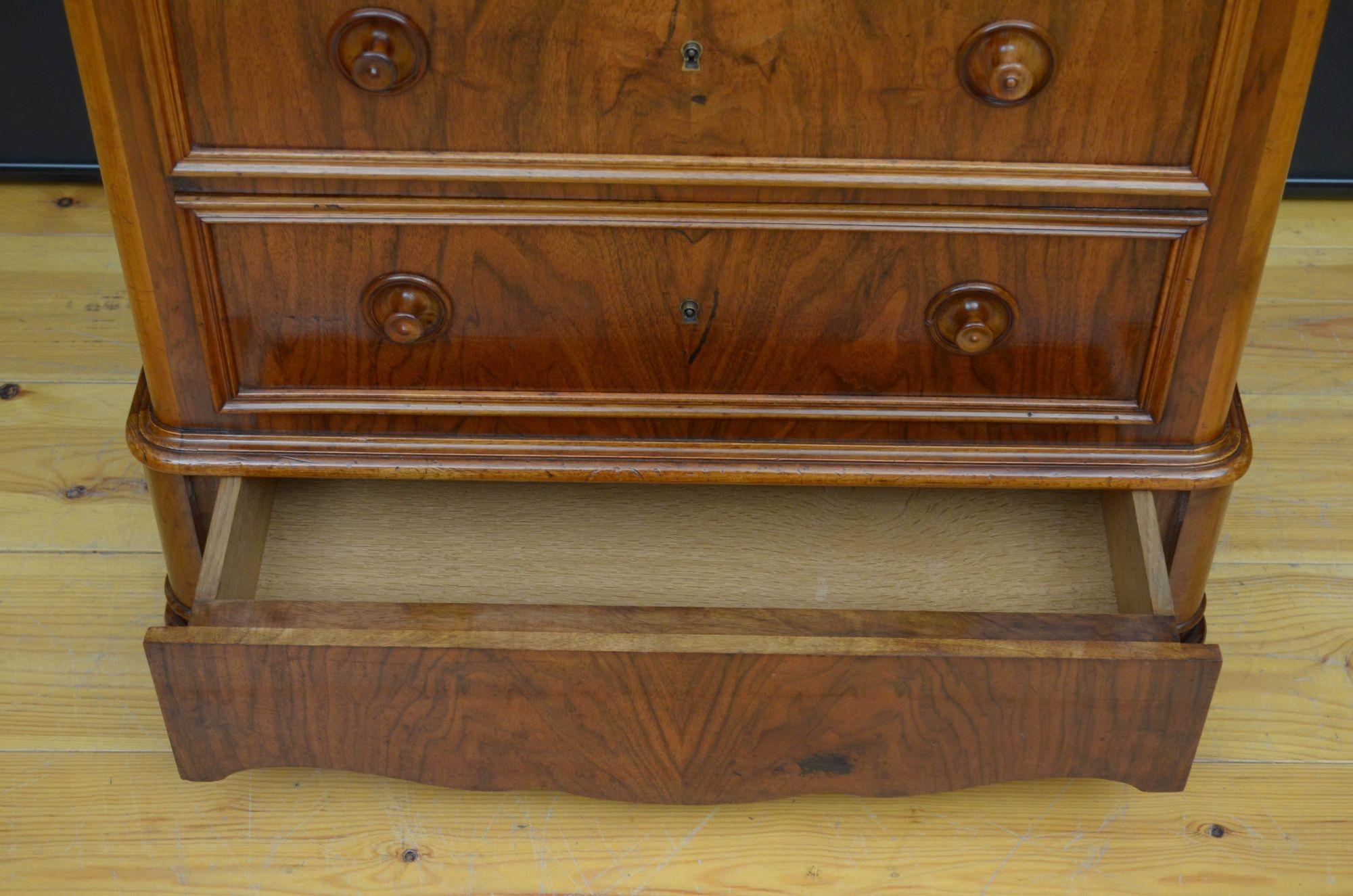 Tall 19th Century Walnut Chest of Drawers 6