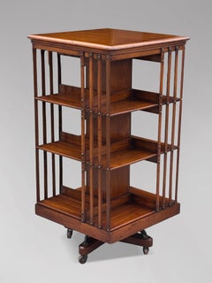 Tall 19th Century Walnut Revolving Bookcase