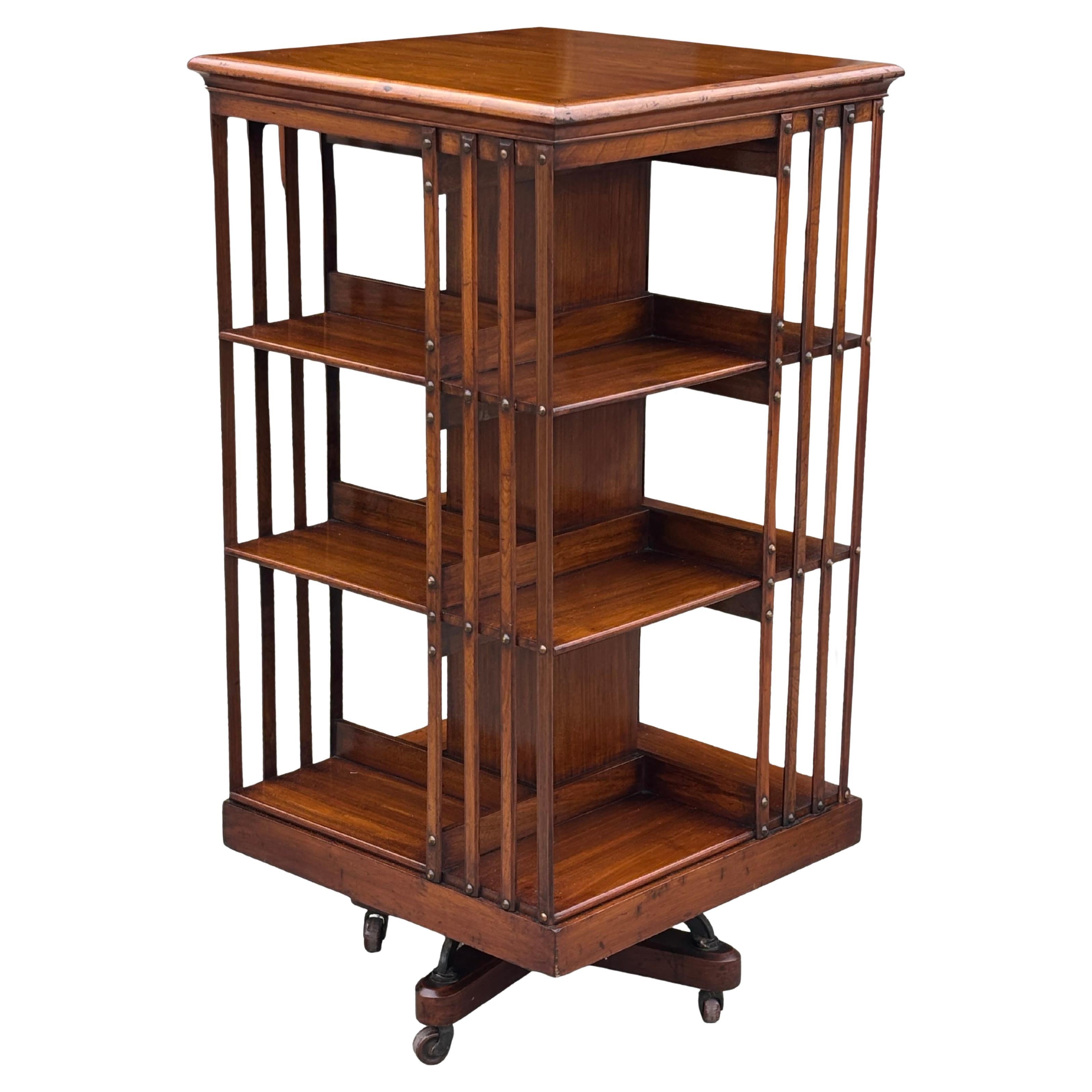 Tall 19th Century Walnut Revolving Bookcase