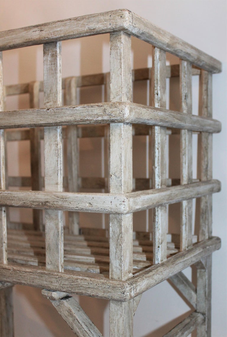 Tall 19th Century White Washed Basket on Legs at 1stDibs