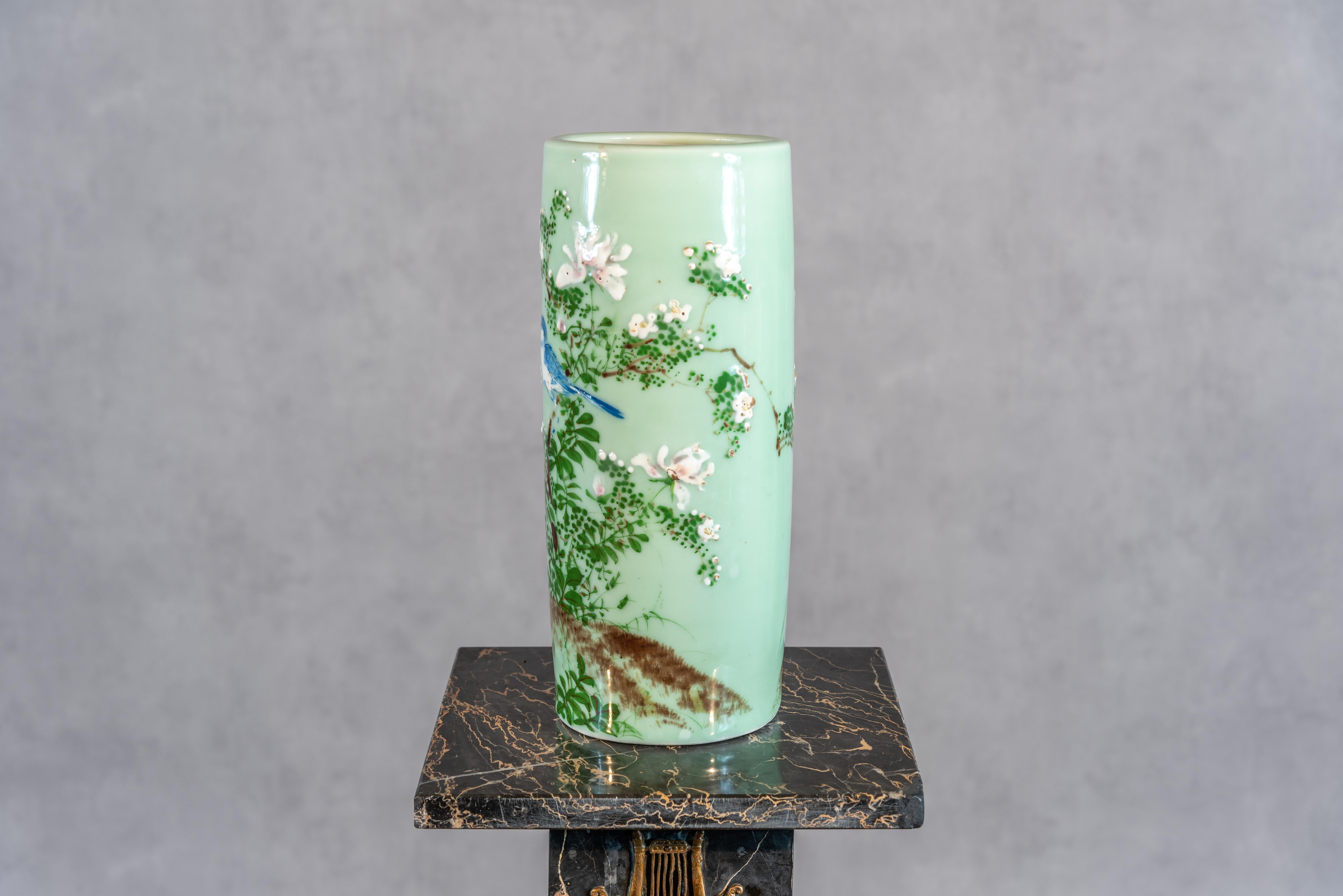 French Tall 20th Century Celadon Vase For Sale
