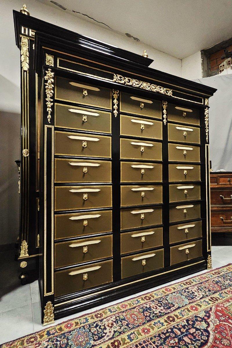 Tall 24 Drawers French Cabinet Napoleon III Boulle Marble Gilt Bronze 19th Cent 6
