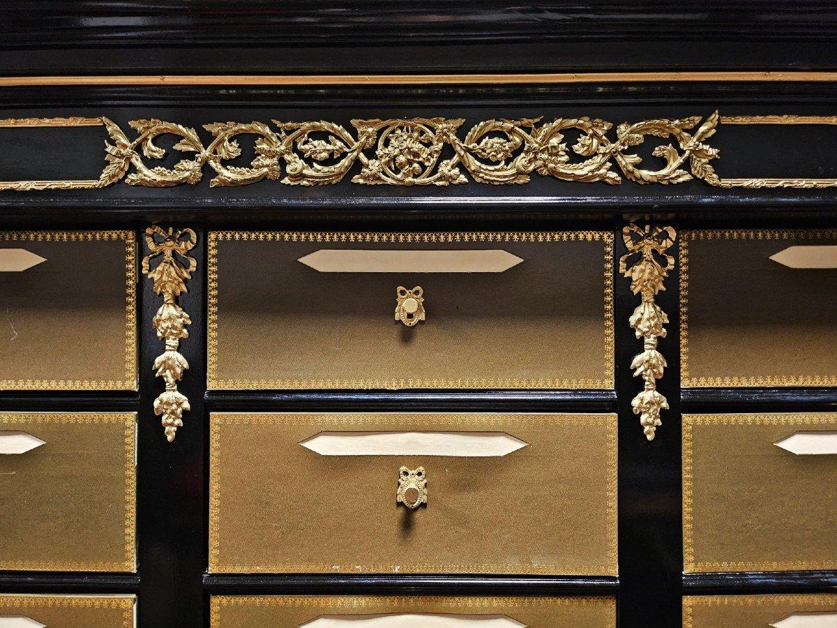 Mid-19th Century Tall 24 Drawers French Cabinet Napoleon III Boulle Marble Gilt Bronze 19th Cent