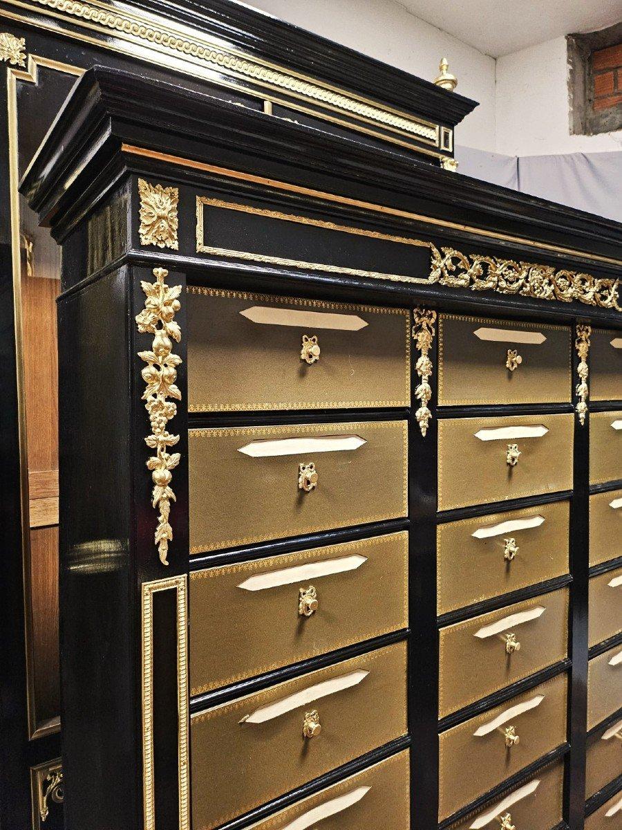 Tall 24 Drawers French Cabinet Napoleon III Boulle Marble Gilt Bronze 19th Cent 1